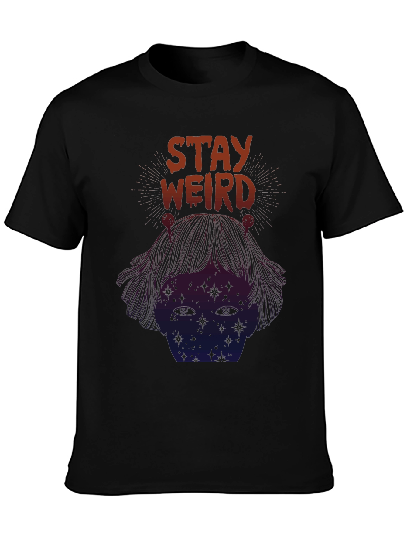 Black Stay Weird Graphic Tee - Black Short Sleeve Unisex T-Shirt view 3