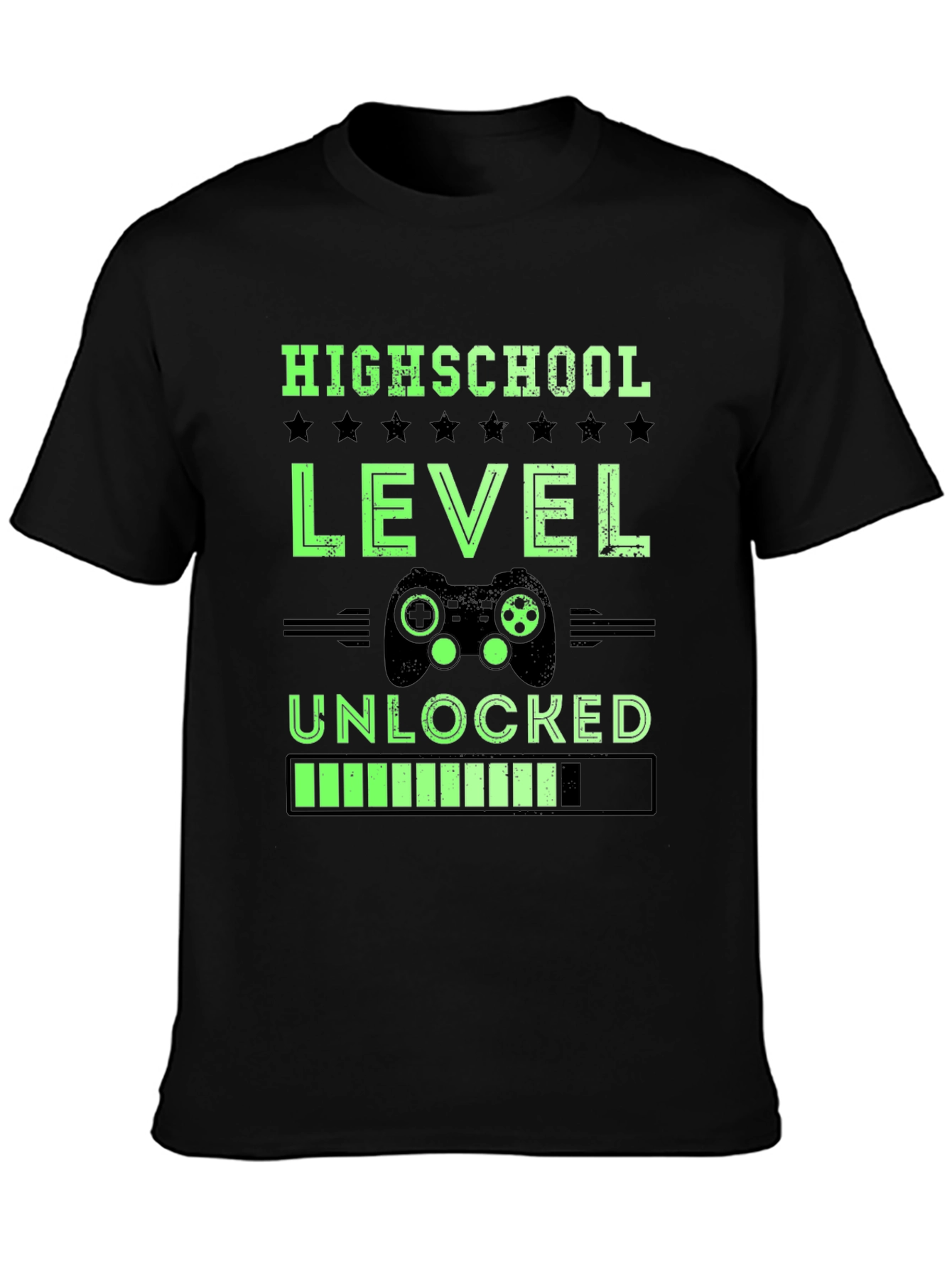 Black Highschool Level Unlocked Gamer T-Shirt view 3