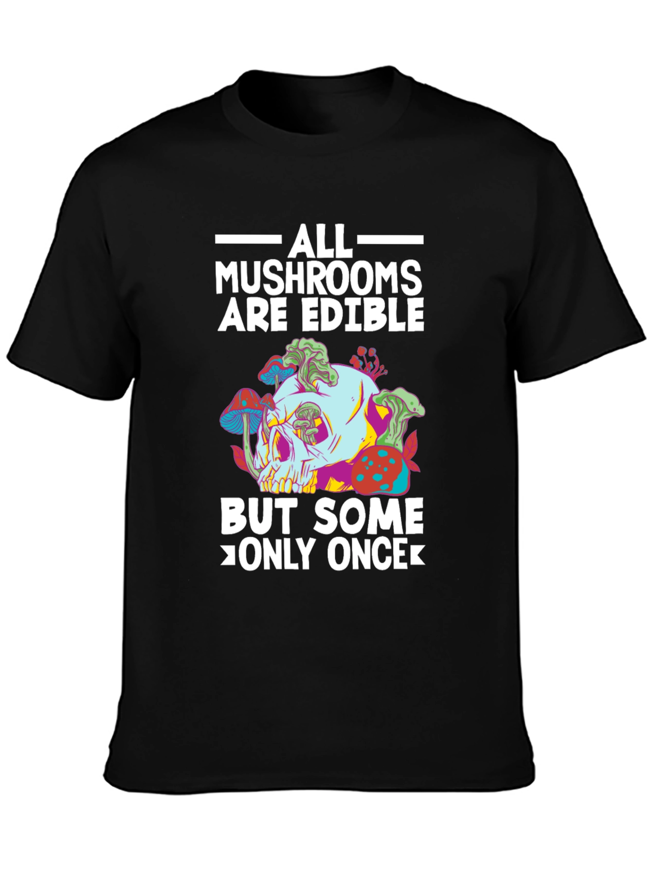 Black Mushroom Skull T-Shirt - Edible Joke Tee view 3
