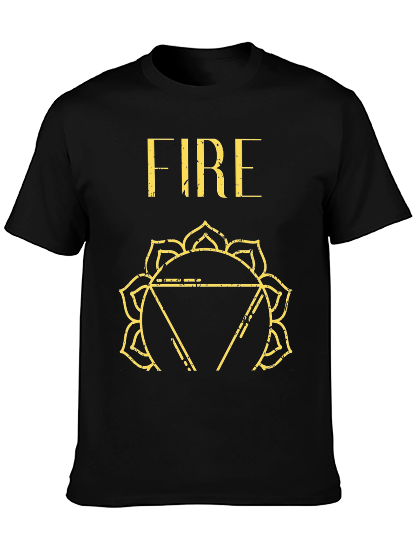Black Fire Chakra Graphic Tee - Black Cotton T-Shirt view 3