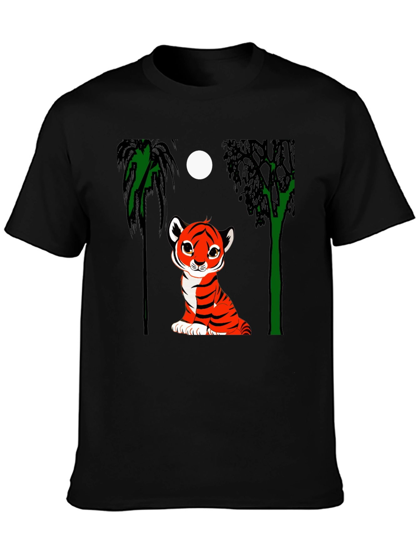 Black Cute Tiger Cub Graphic Tee - Black view 3