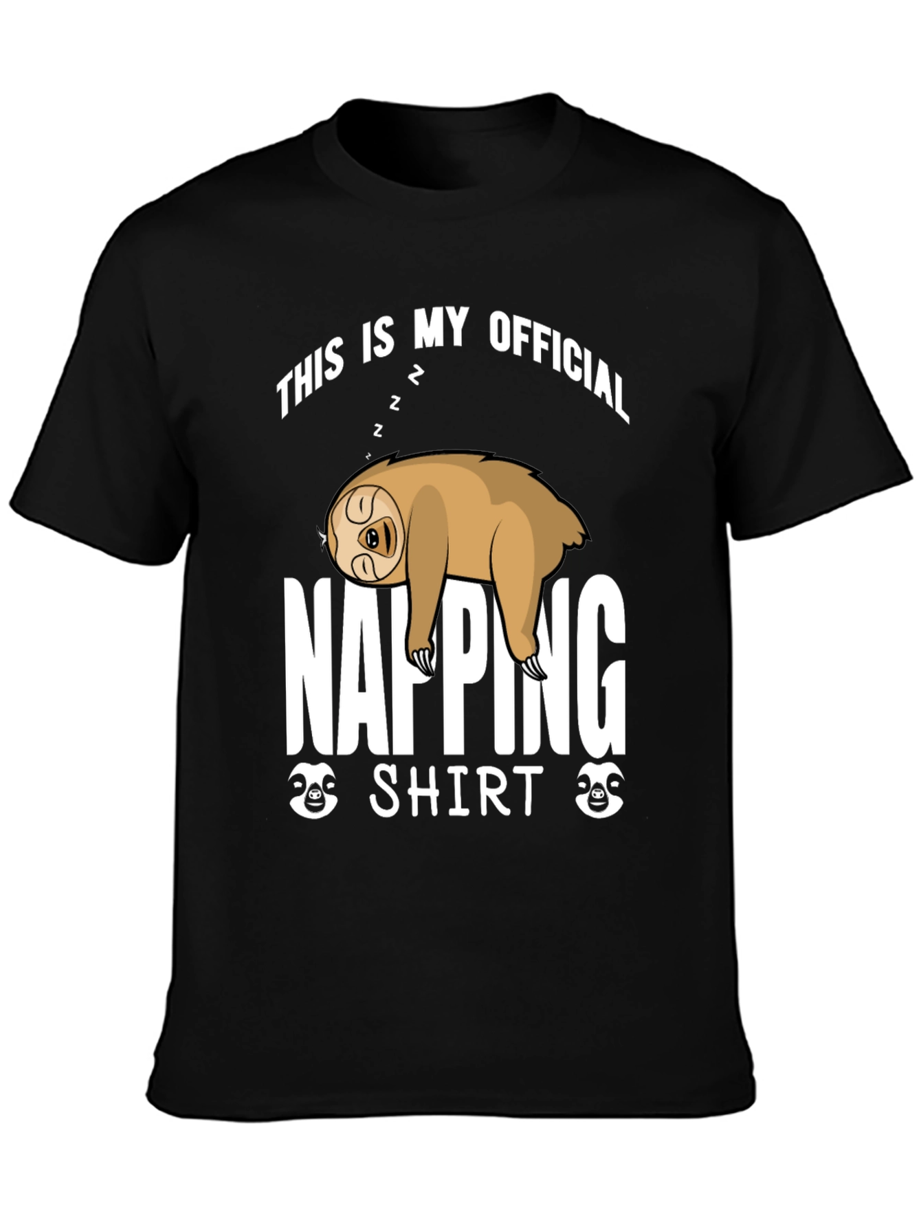 Black Napping Sloth Graphic T-Shirt - Official Napping Shirt view 3