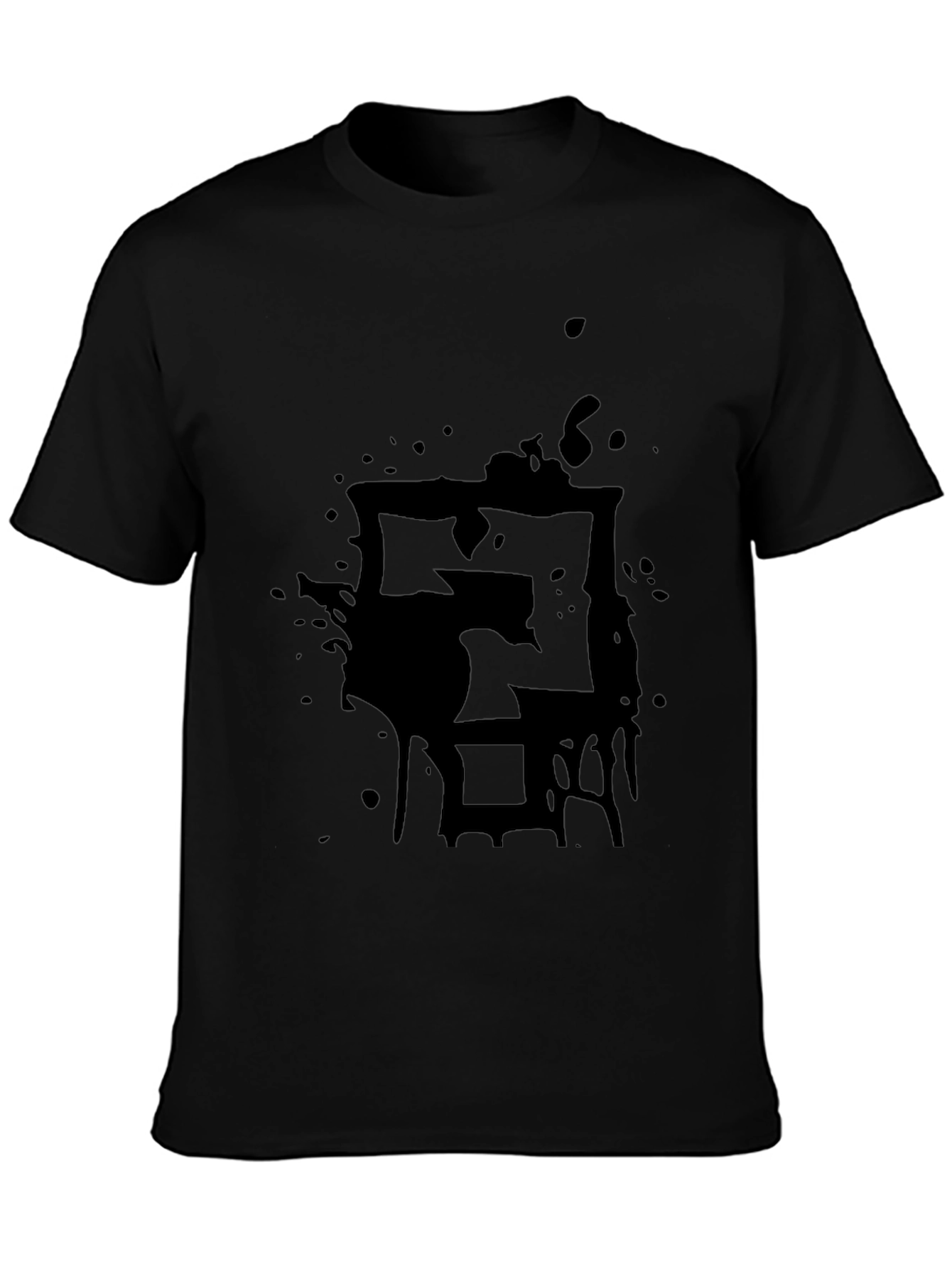 Black Men's Black Graphic Tee - Abstract Design view 3