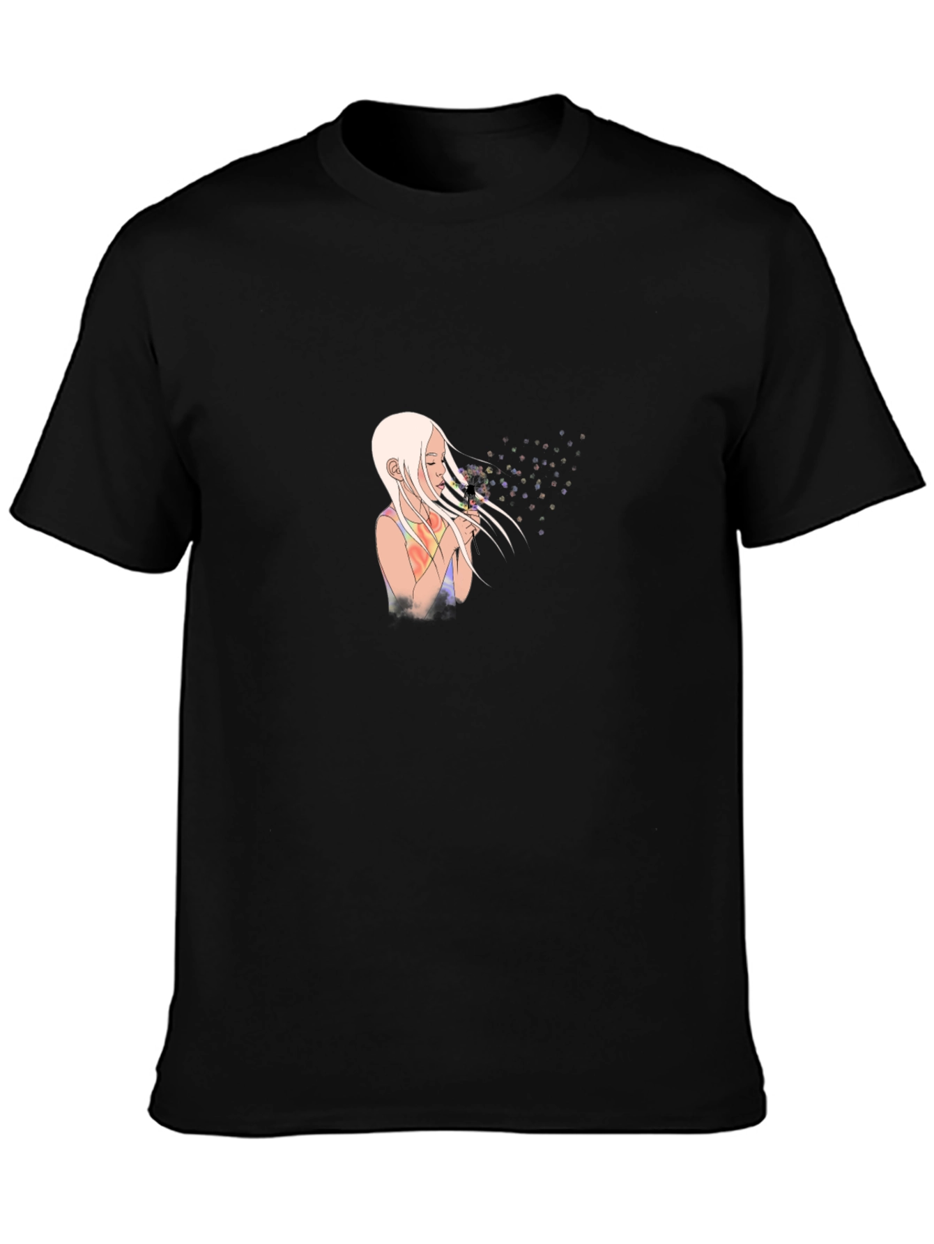 Black Girl Blowing Dandelion Black T-Shirt view 3