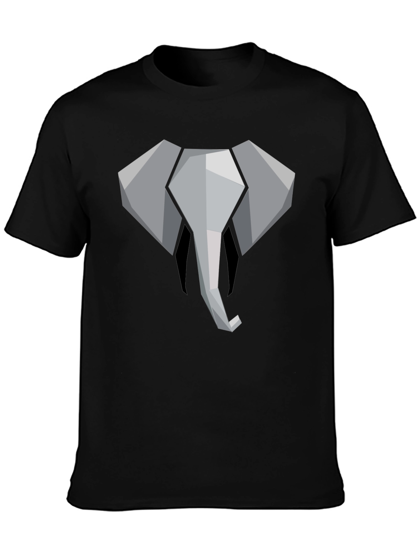 Black Geometric Elephant Graphic Tee - Black Cotton Shirt view 3