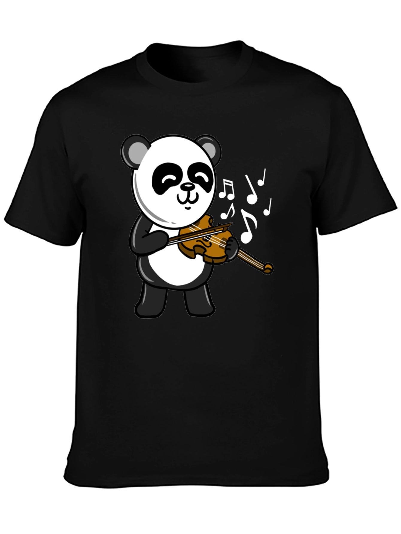 Black Panda Violinist Graphic T-Shirt view 3