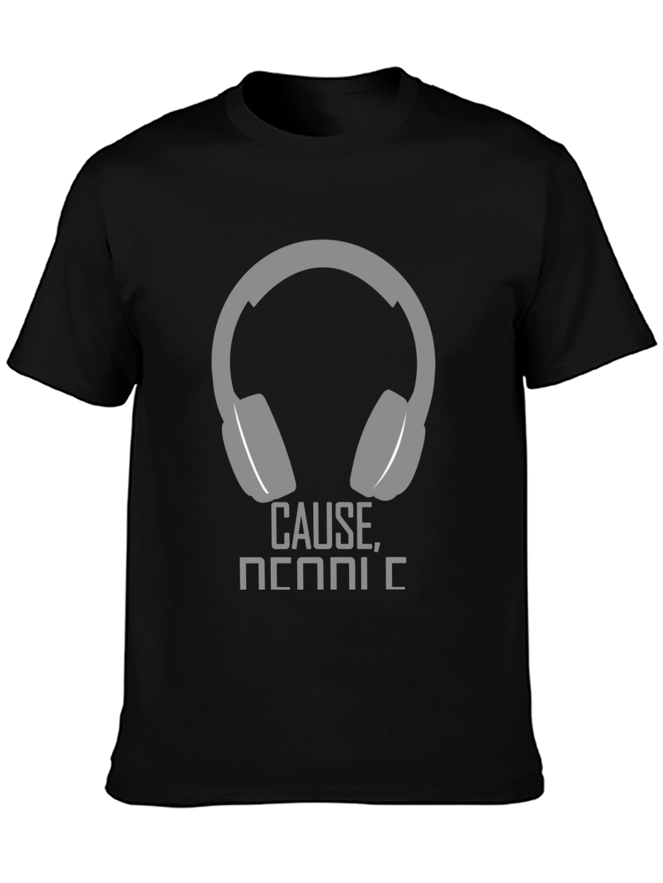 Black Headphone Graphic T-Shirt - Cause Music! view 3