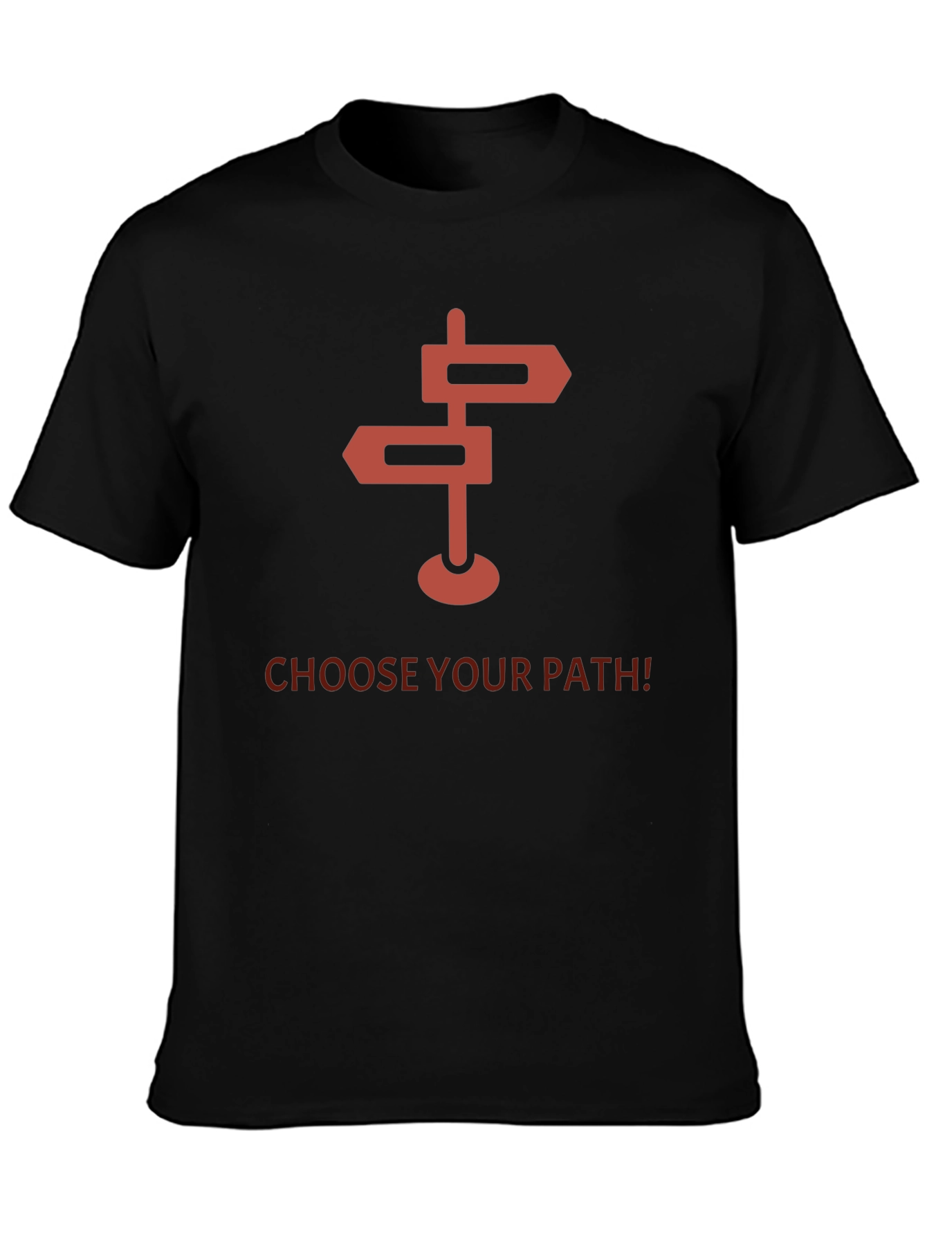 Black Choose Your Path Graphic Tee - Direction Sign Design view 3