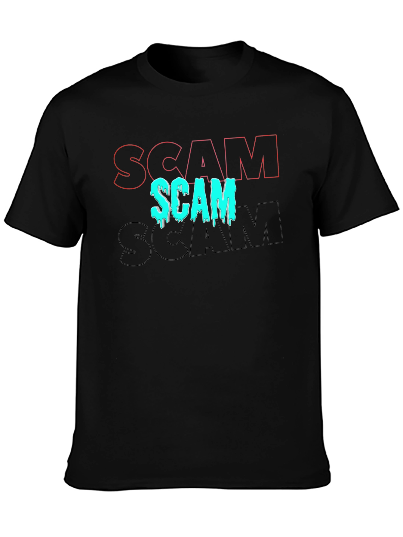 Black Scam T-Shirt - Trendy Graphic Tee view 3