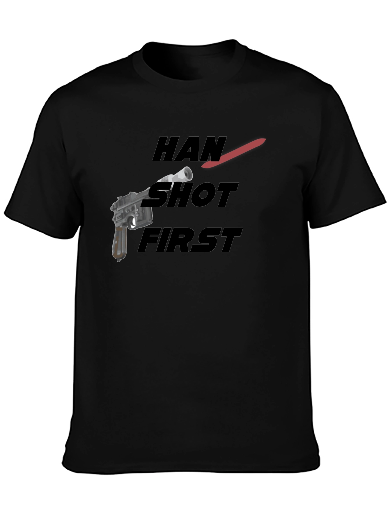 Black Han Shot First Graphic Tee - Black Cotton Blend view 3