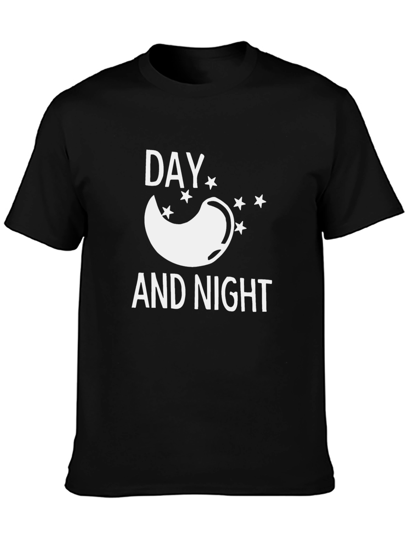Black Day and Night Graphic Tee - Black Cotton T-Shirt view 3