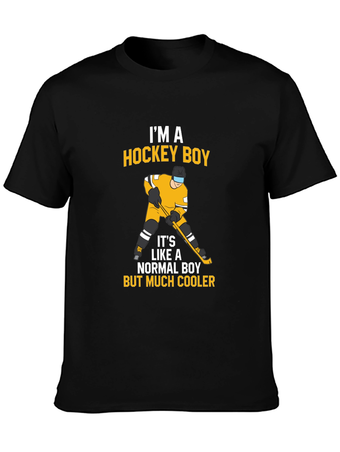 Black Hockey Boy T-Shirt - Cool and Sporty Design view 3