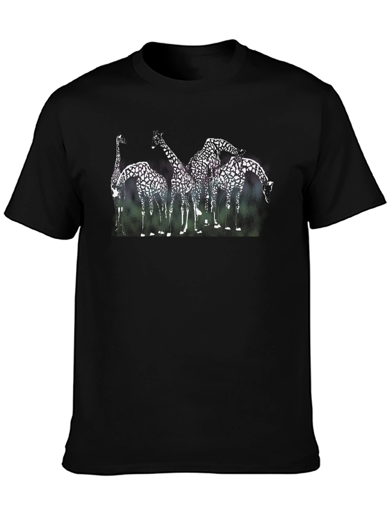 Black Giraffe Graphic Black Crew Neck T-Shirt view 3
