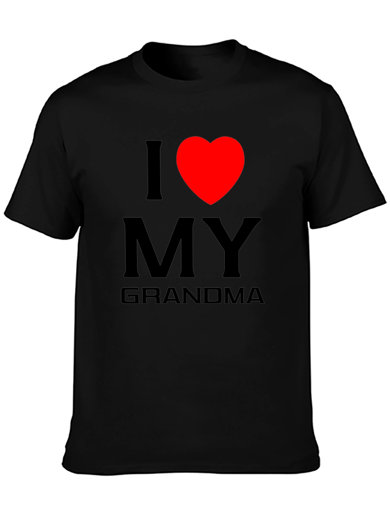Black I Love My Grandma Black T-Shirt - Heart Graphic view 3