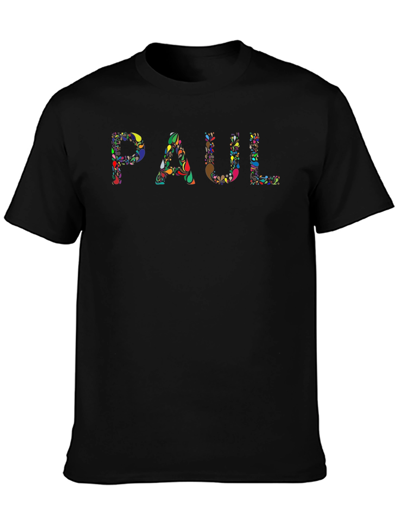 Colorful 'PAUL' Graphic Black T-Shirt - 3