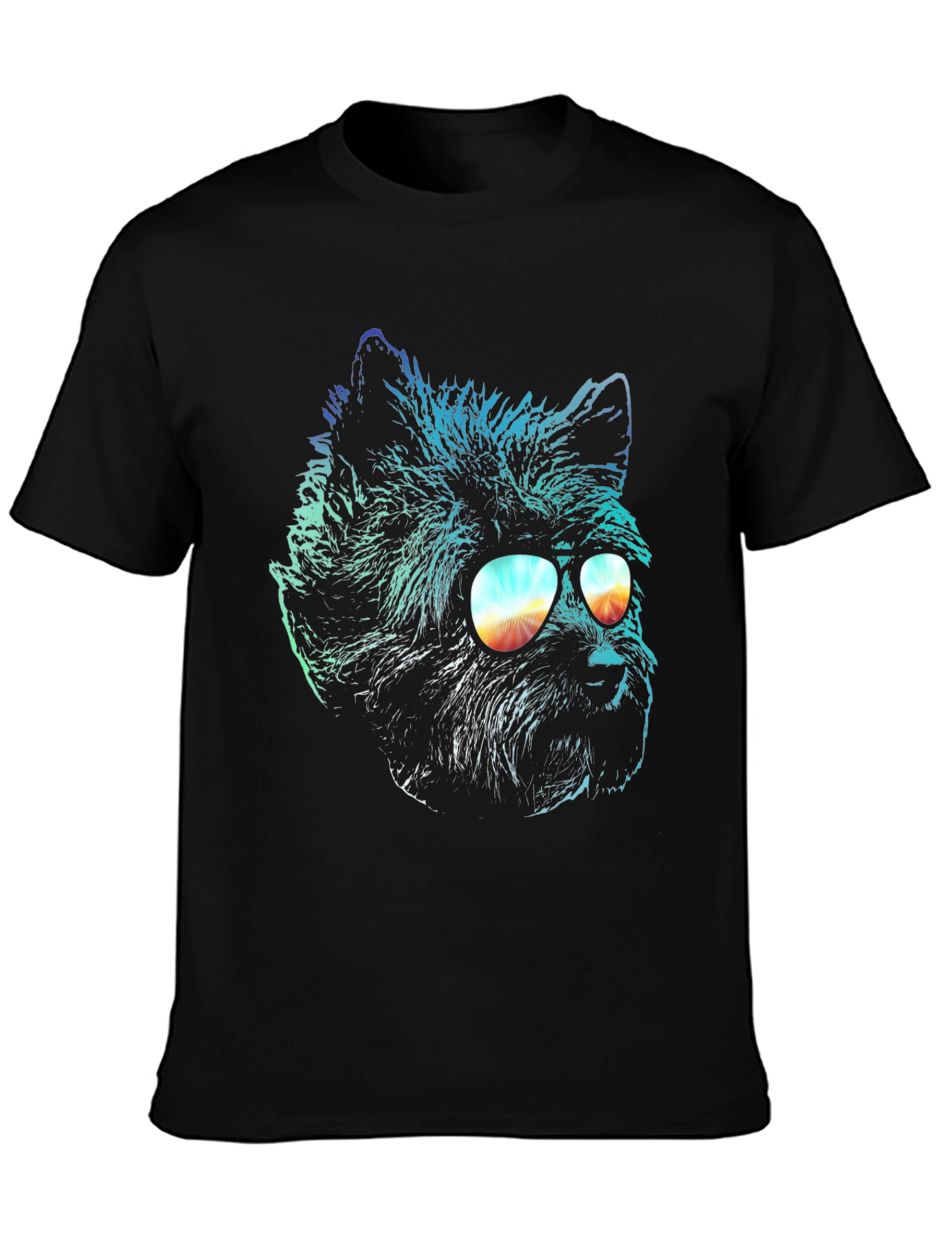 Black Cool Dog in Sunglasses Graphic T-Shirt view 3