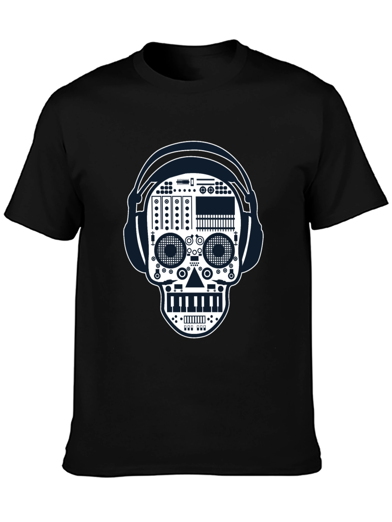 Black DJ Skull Graphic Tee - Music Lover Style view 3