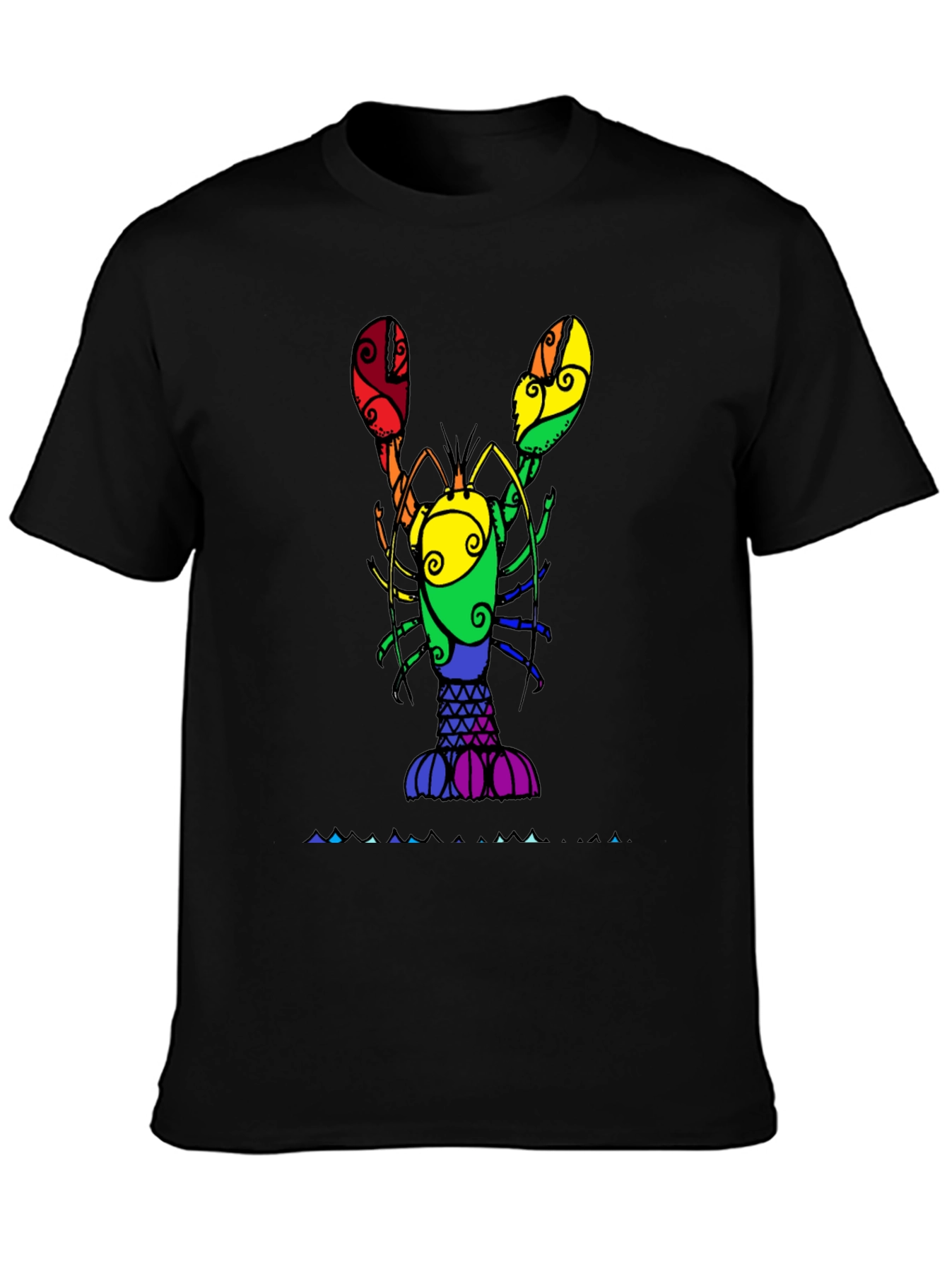 Black Rainbow Lobster Graphic Tee view 3