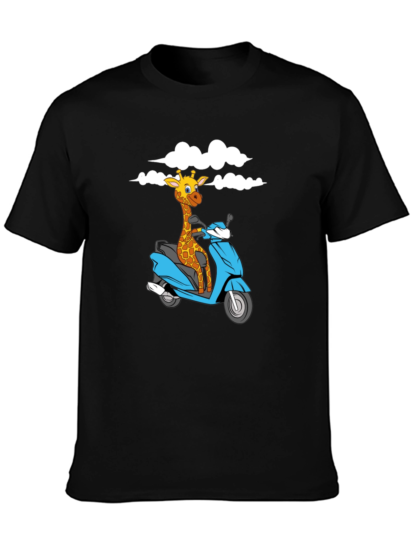 Black Giraffe on Scooter Graphic T-Shirt - Black view 3