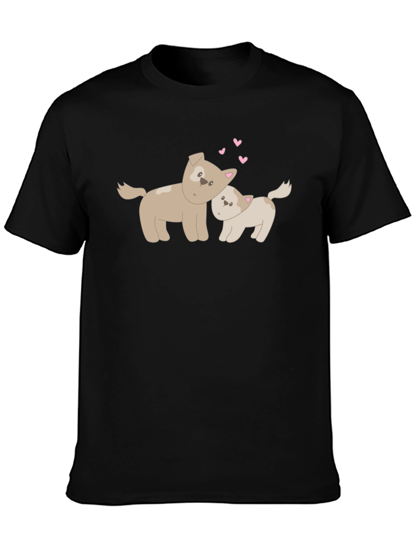 Black Cute Dogs Black T-Shirt, Love Graphic Tee view 3