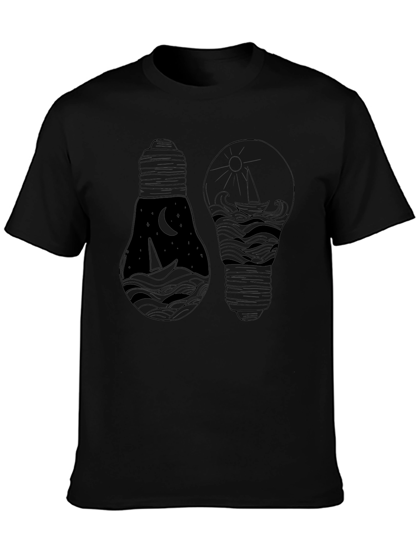 Black Dual Lightbulb Graphic Tee view 3