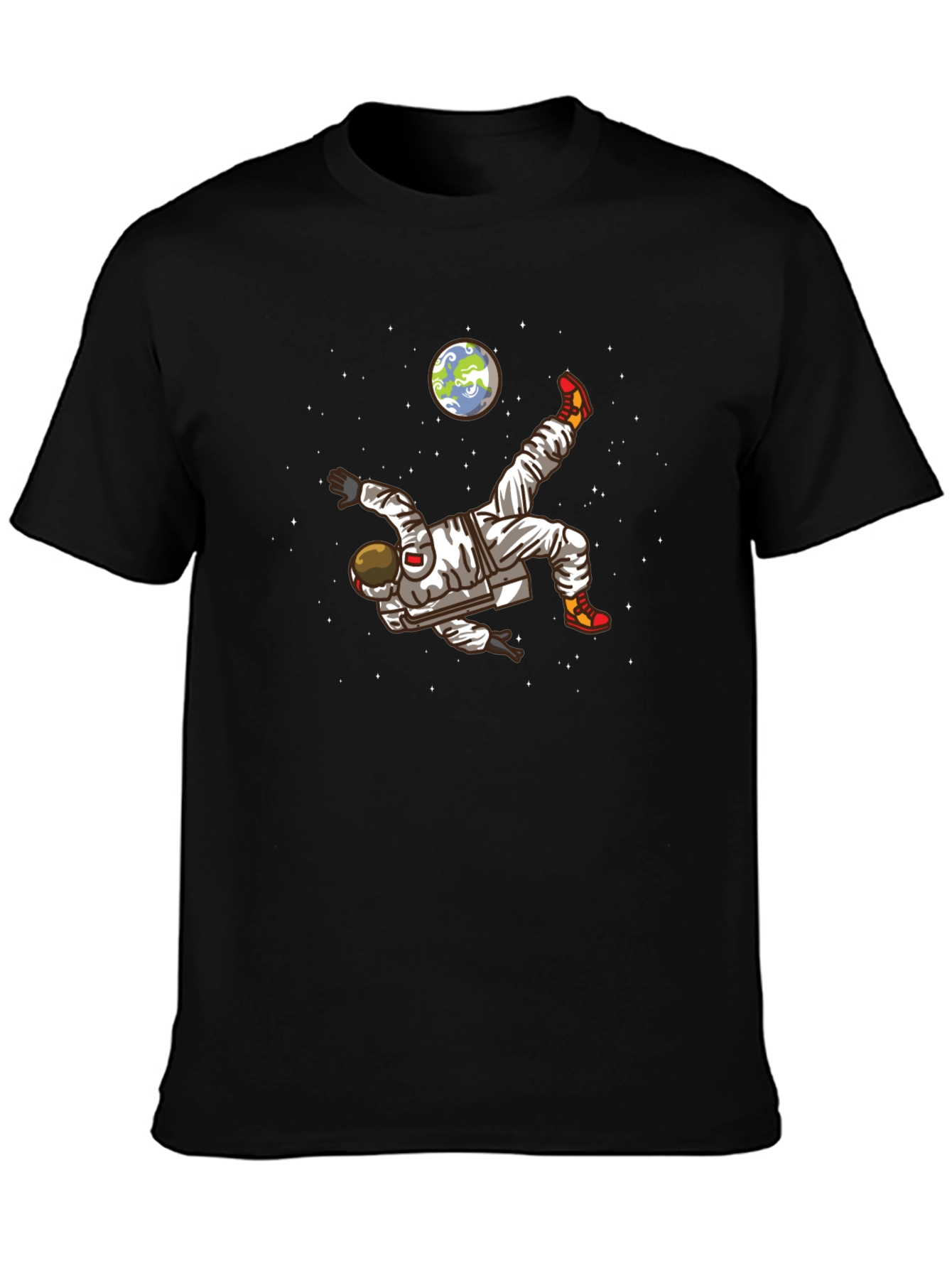 Black Astronaut Soccer Kick Graphic Tee view 3