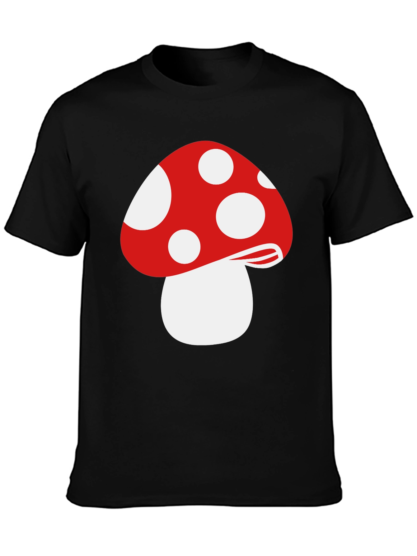 Black Red Mushroom Graphic Tee - Funky Black T-Shirt view 3