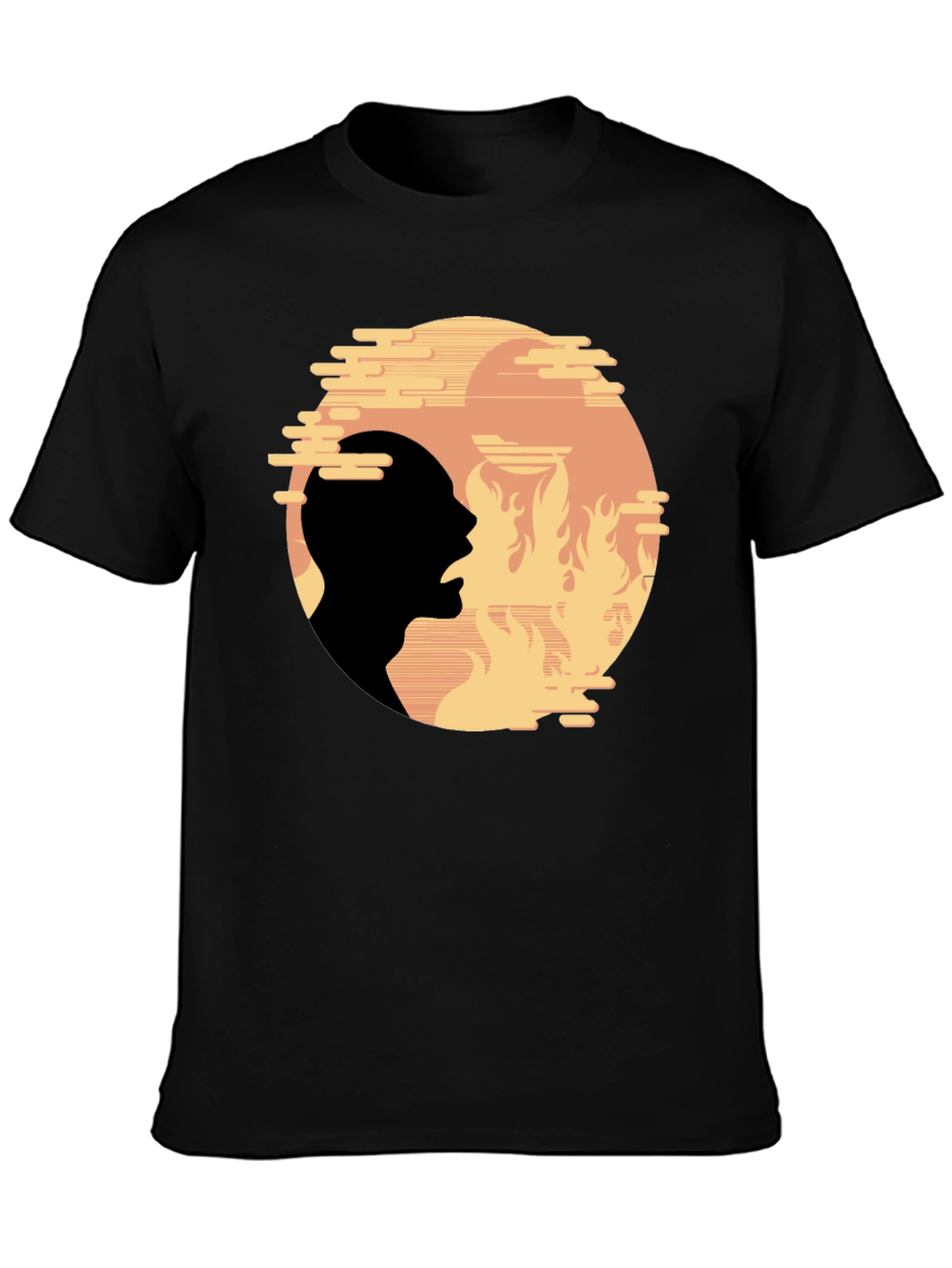 Black Fiery Silhouette Graphic Tee - Bold Statement Shirt view 3