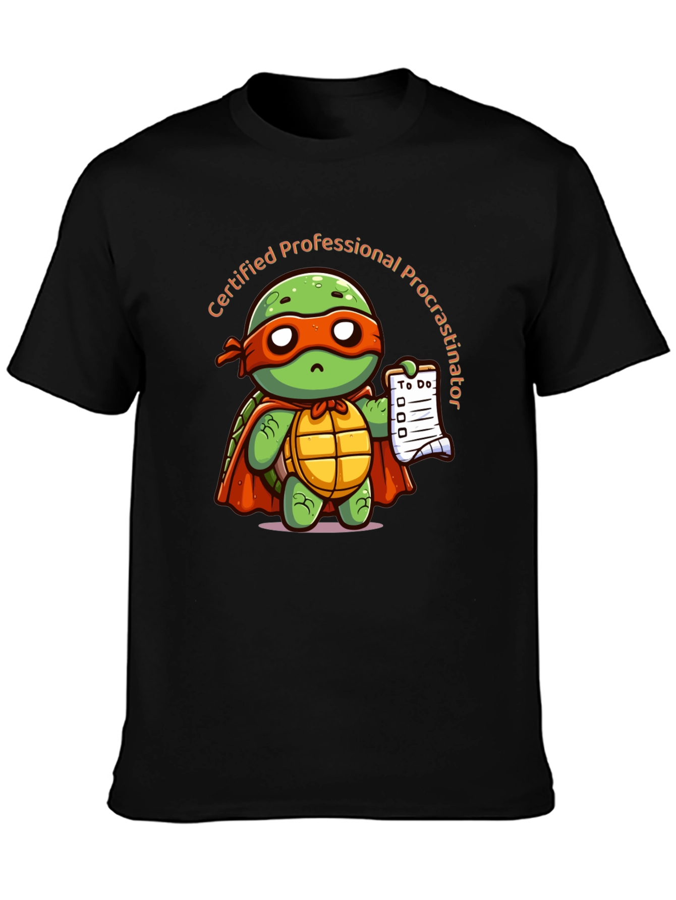 Black Procrastination Turtle T-Shirt view 3