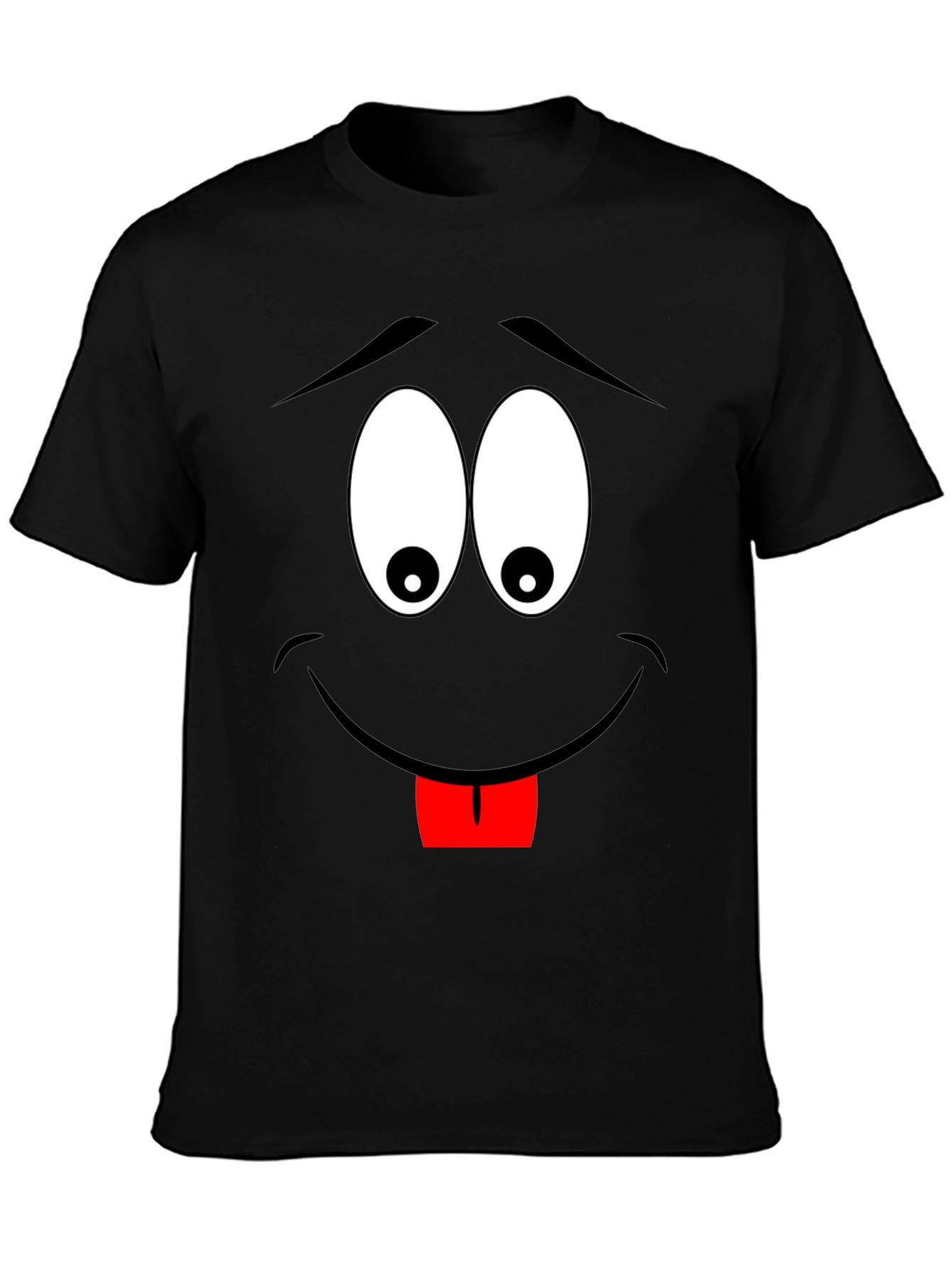 Black Cartoon Face Black T-Shirt view 3
