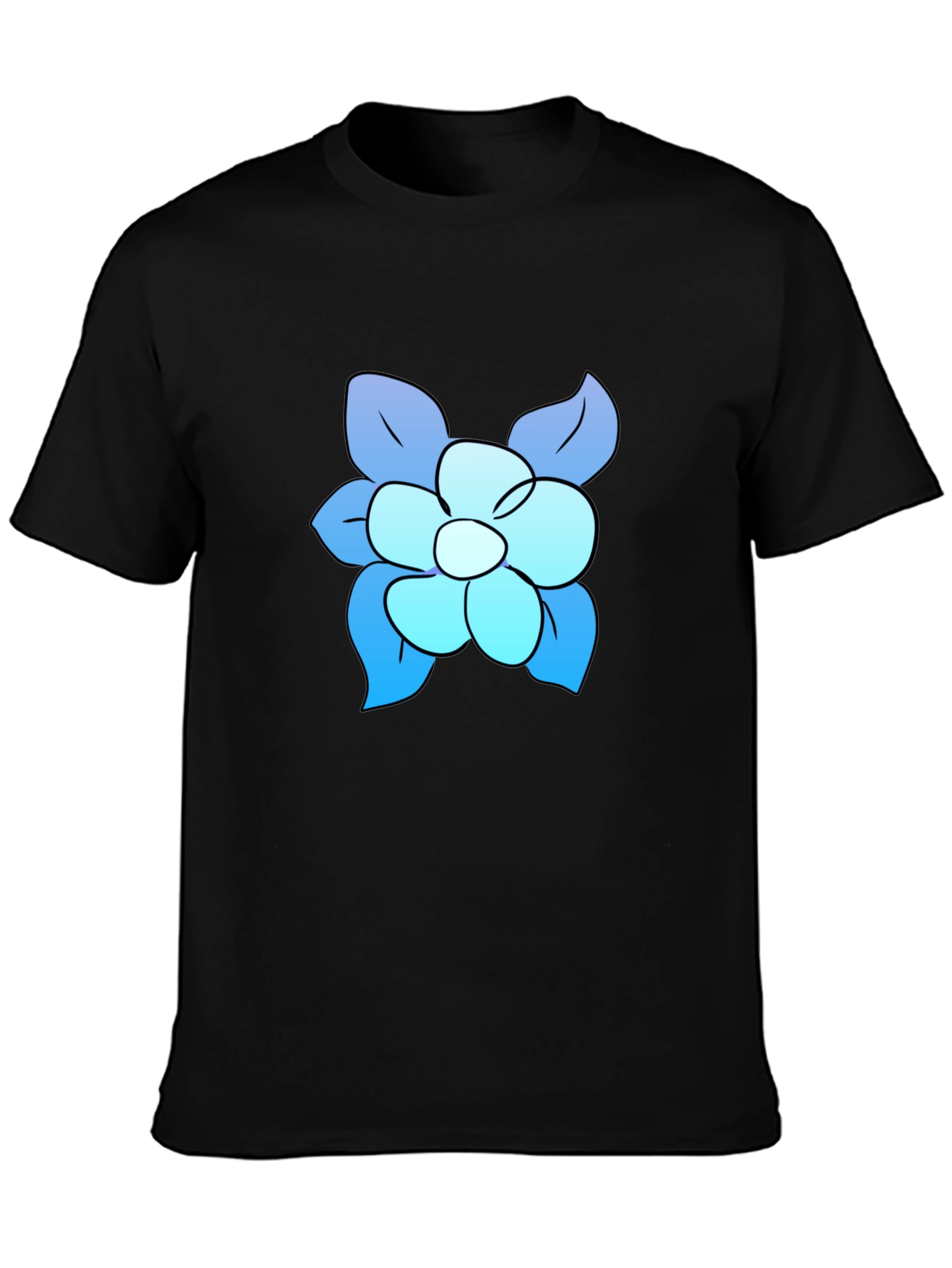 Black Blue Flower Graphic Tee - Casual Comfort view 3