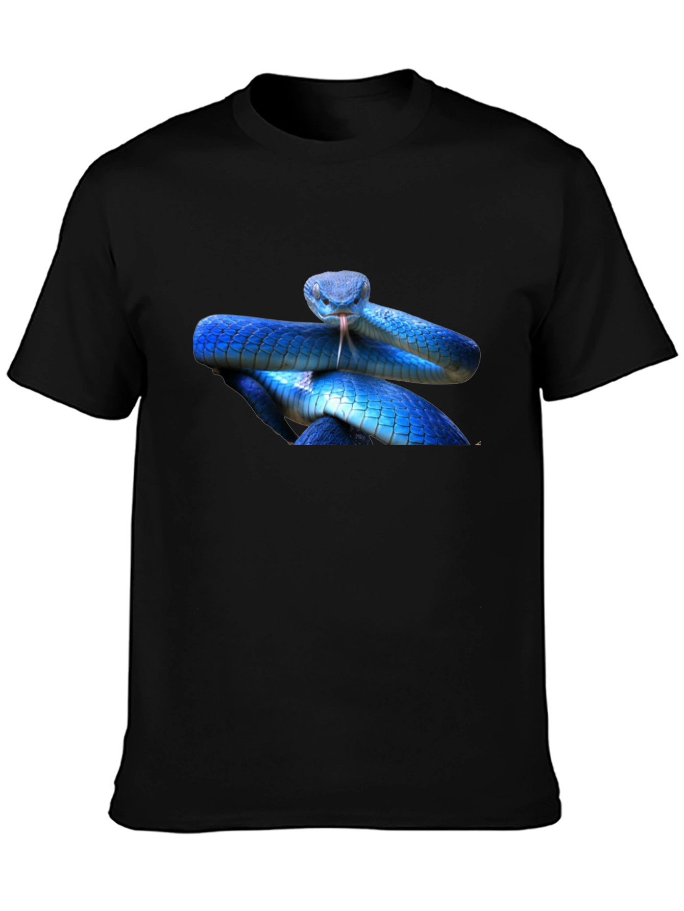 Black Blue Snake Graphic T-Shirt - Bold Reptile Design view 3