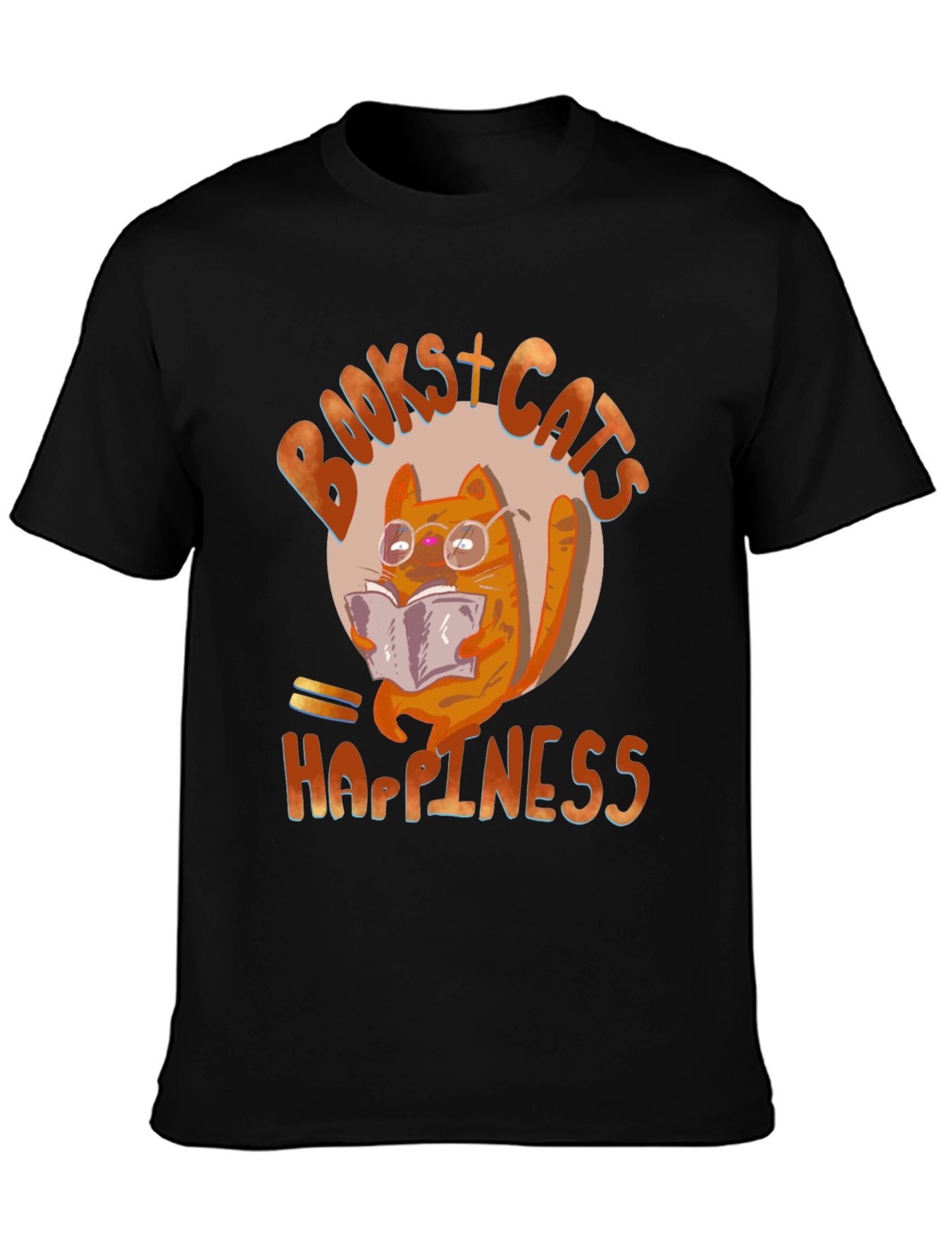Black Books + Cats + Happiness Graphic Tee view 3