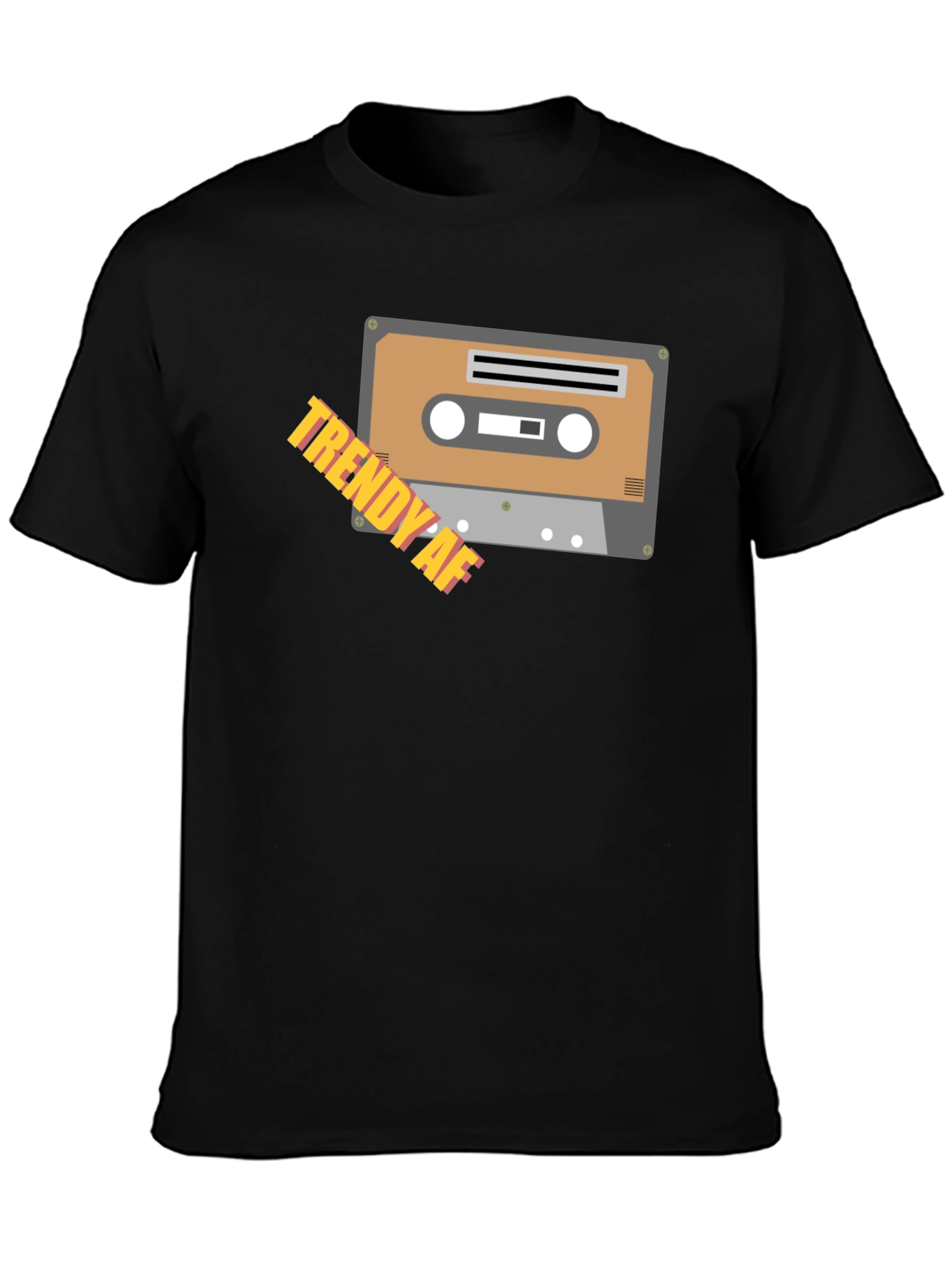 Black Trendy AF Cassette Tape Graphic Black T-Shirt view 3