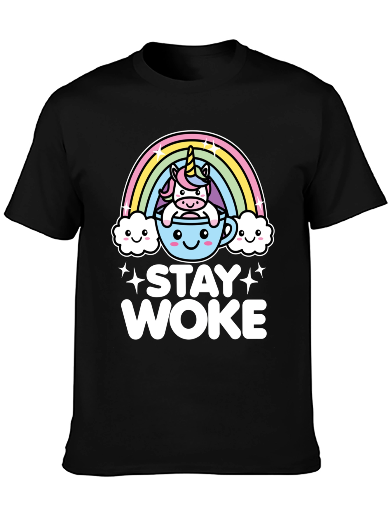 Black Stay Woke Unicorn Graphic Tee - Trendy Black T-Shirt view 3