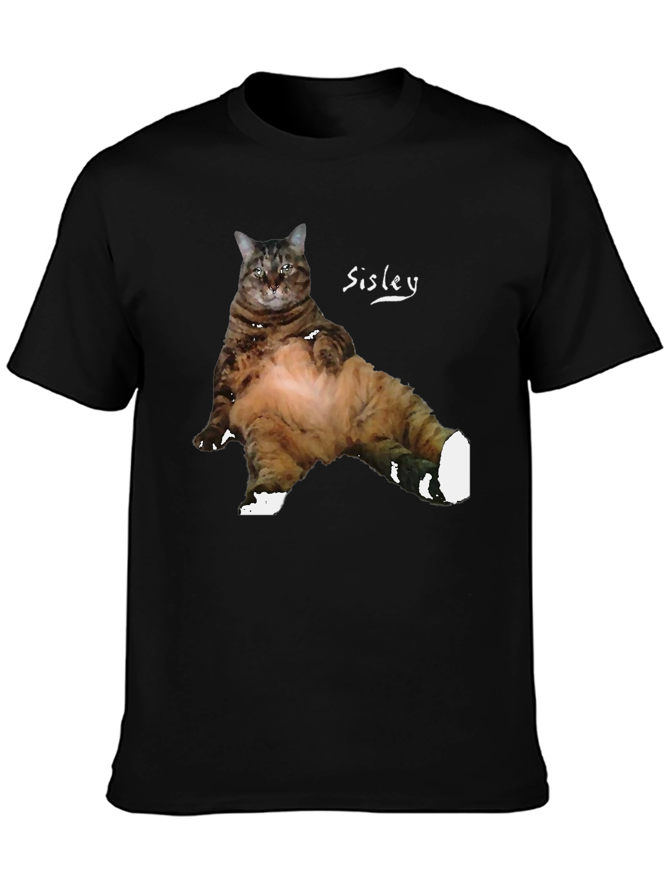 Black Funny Cat T-Shirt - Sisley Cat Design view 3