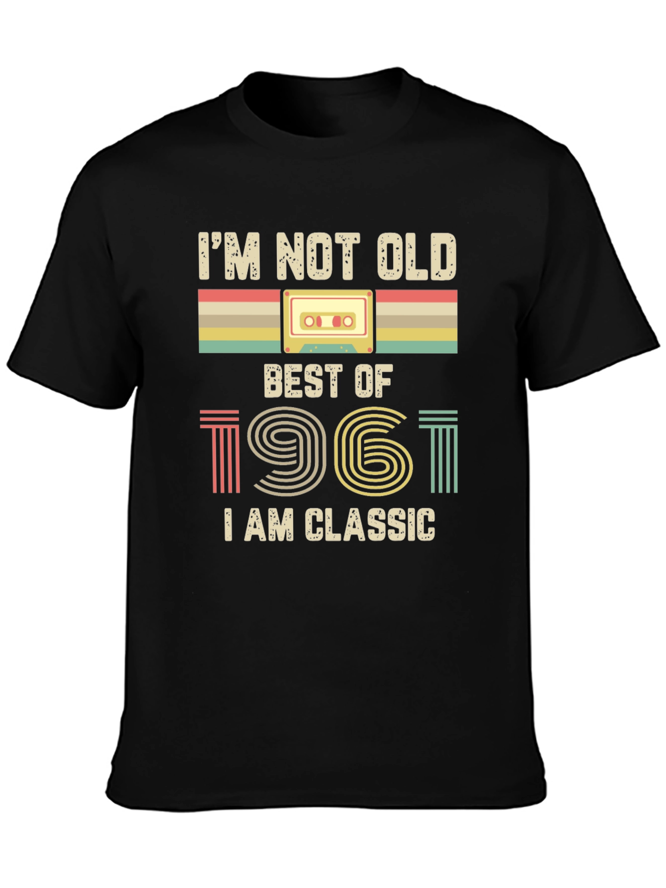 Black Retro 1961 Classic Cassette Tape Graphic Tee view 3