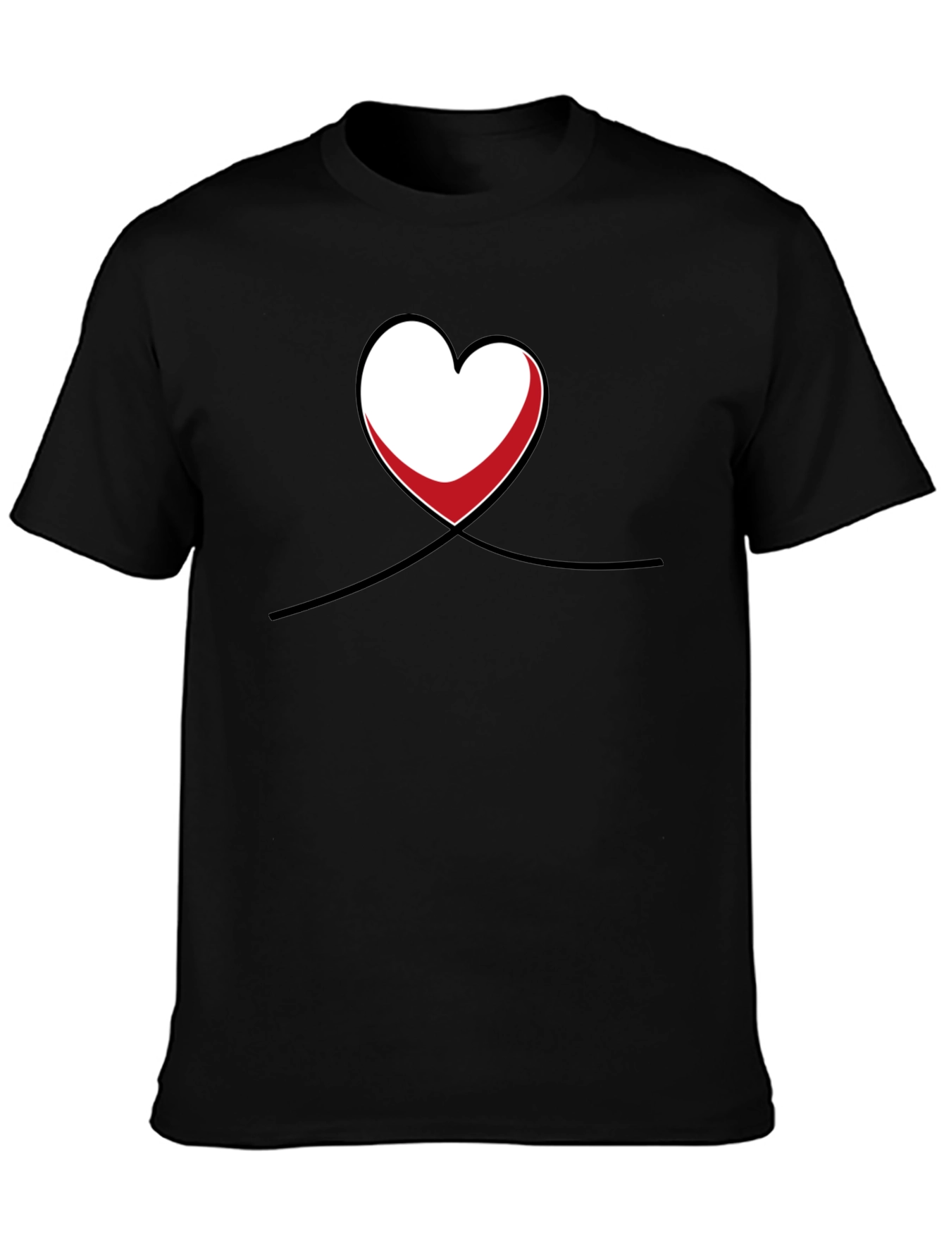 Black Heart & Line Graphic Black T-Shirt view 3