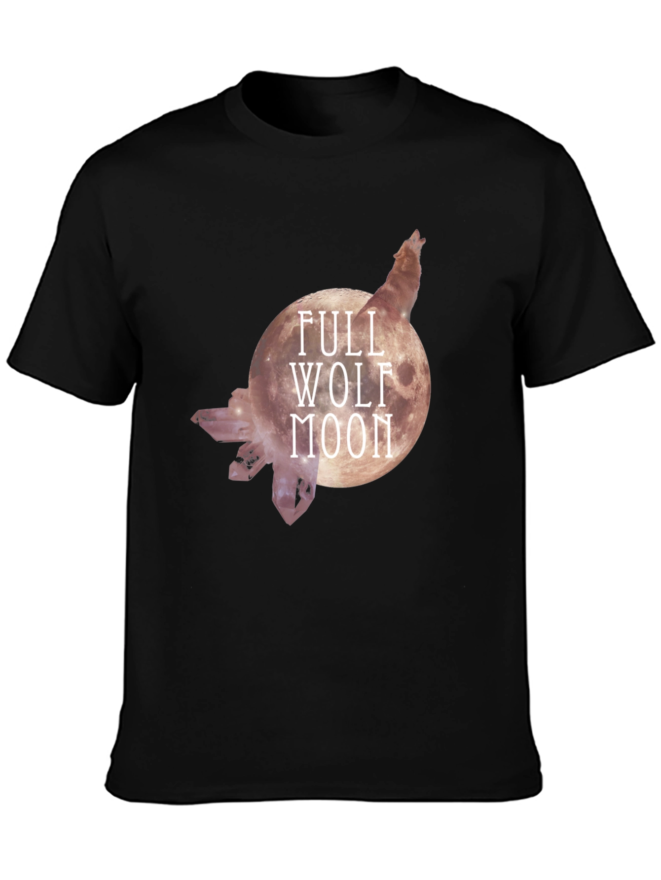 Black Full Wolf Moon Graphic Tee - Black Cotton Blend view 3