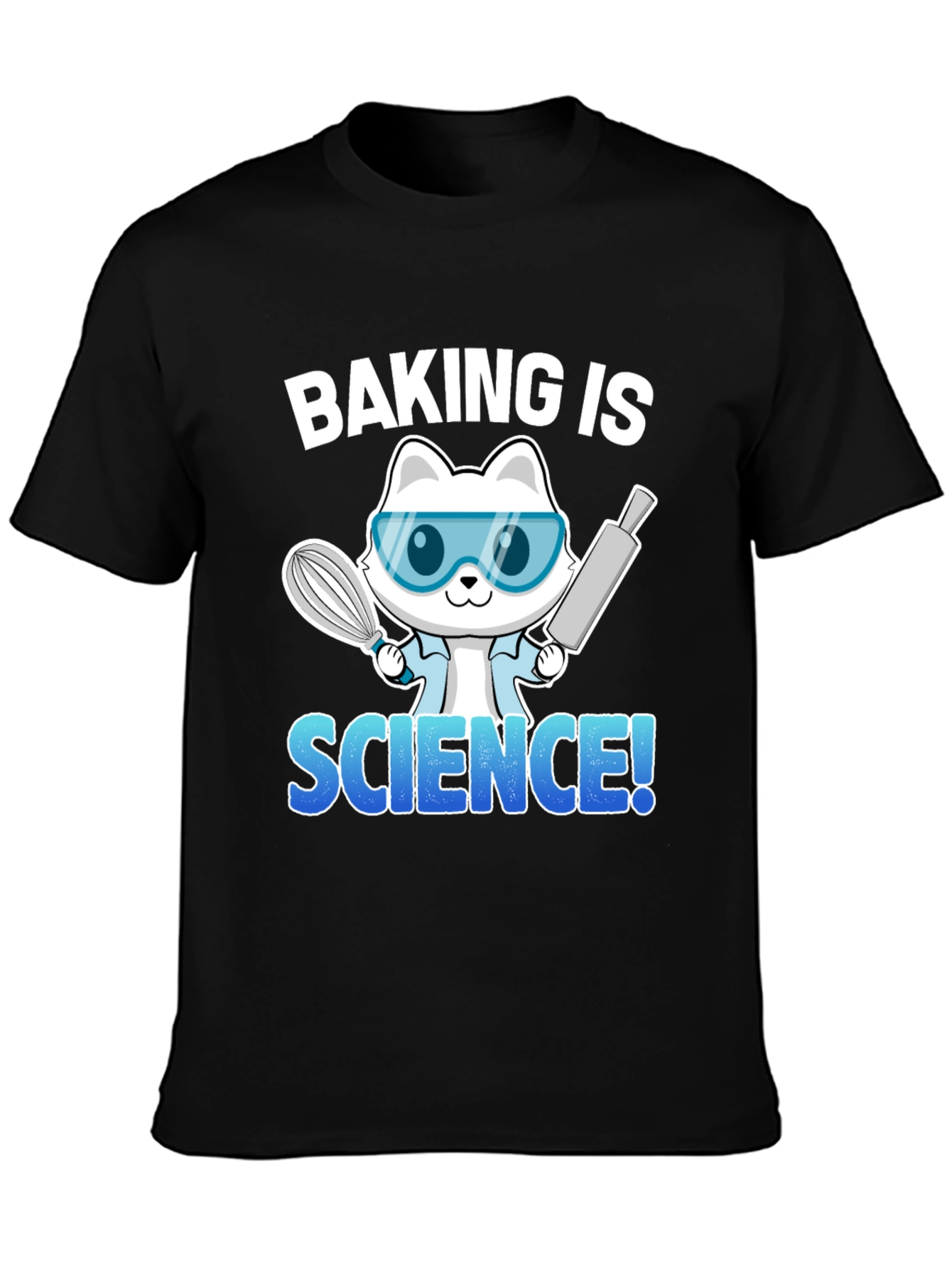 Black Baking is Science T-Shirt, Chef Cat Tee view 3