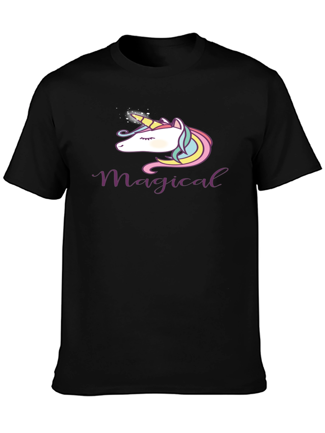 Black Magical Unicorn T-Shirt - Soft Cotton Blend, Black view 3