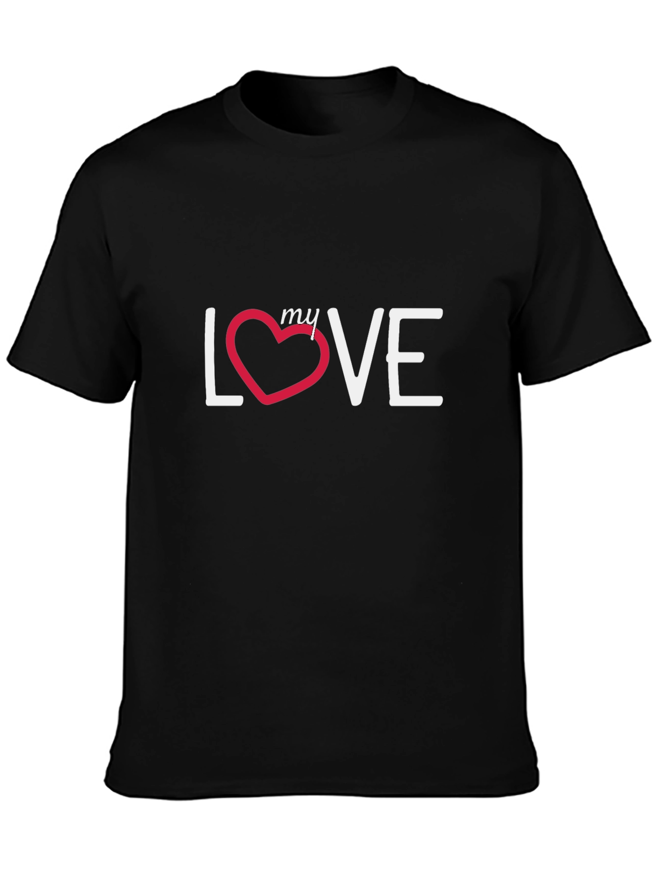 Black My Love T-Shirt - Black Cotton Casual Tee view 3