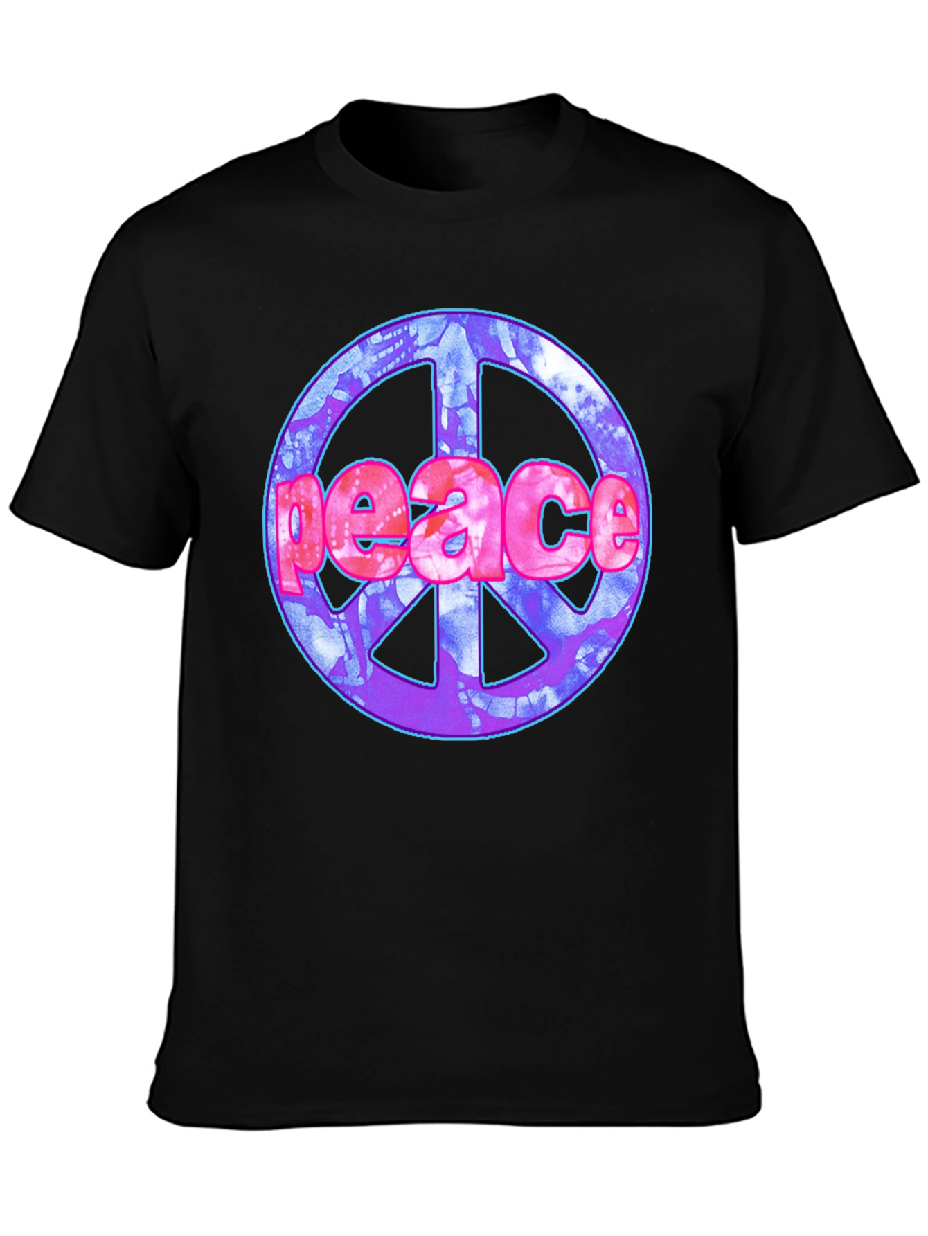 Black Peace Sign Graphic T-Shirt - Black Cotton Blend view 3