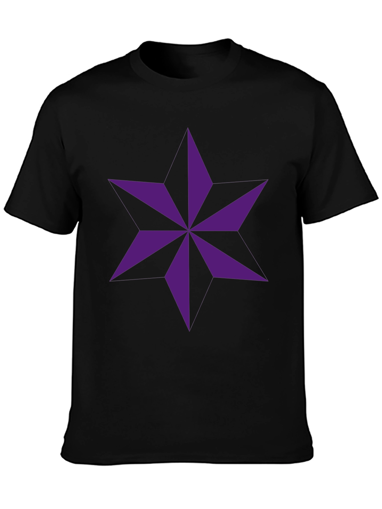 Black Geometric Star Graphic Black T-Shirt view 3