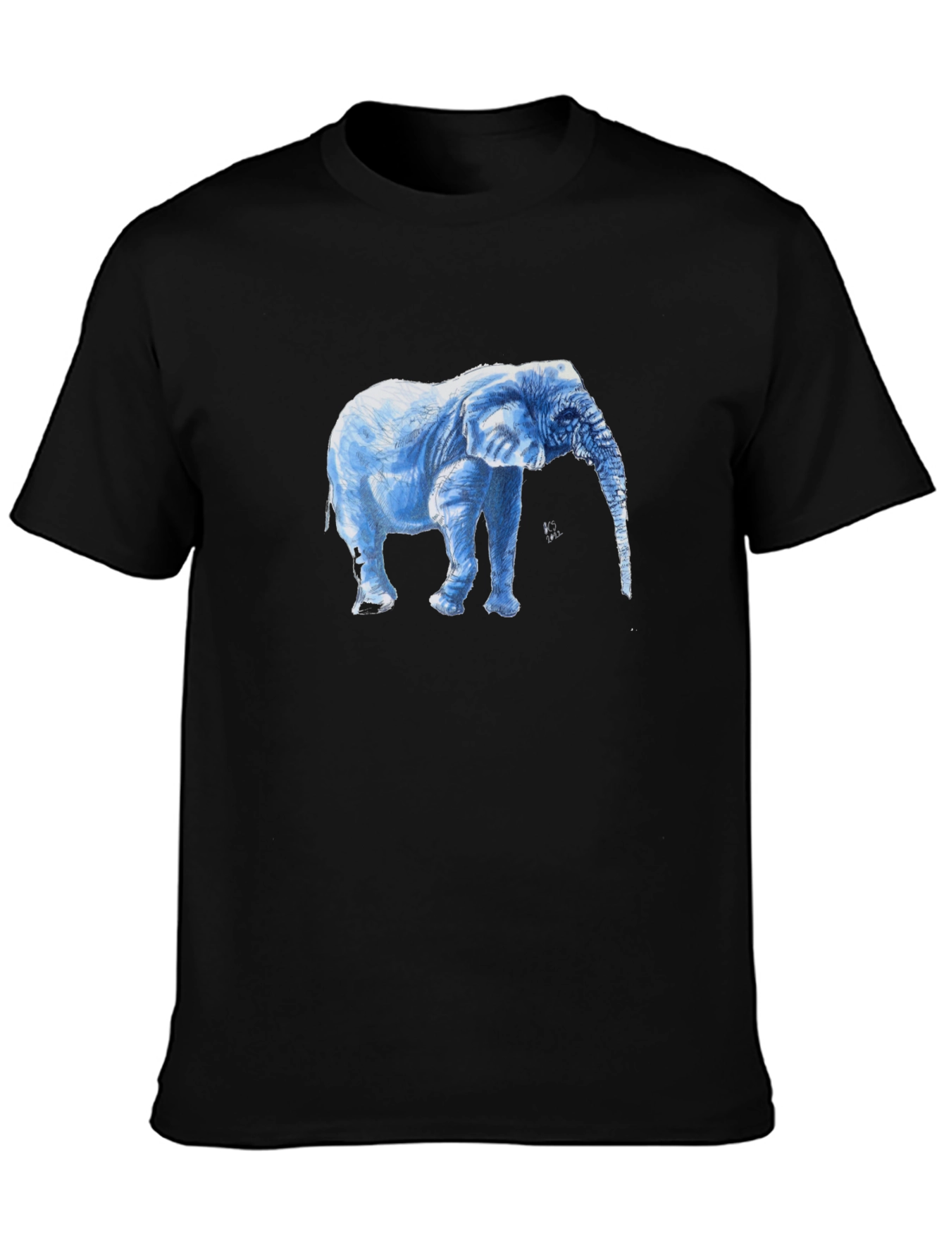 Black Elephant Graphic T-Shirt - Black Cotton Tee view 3