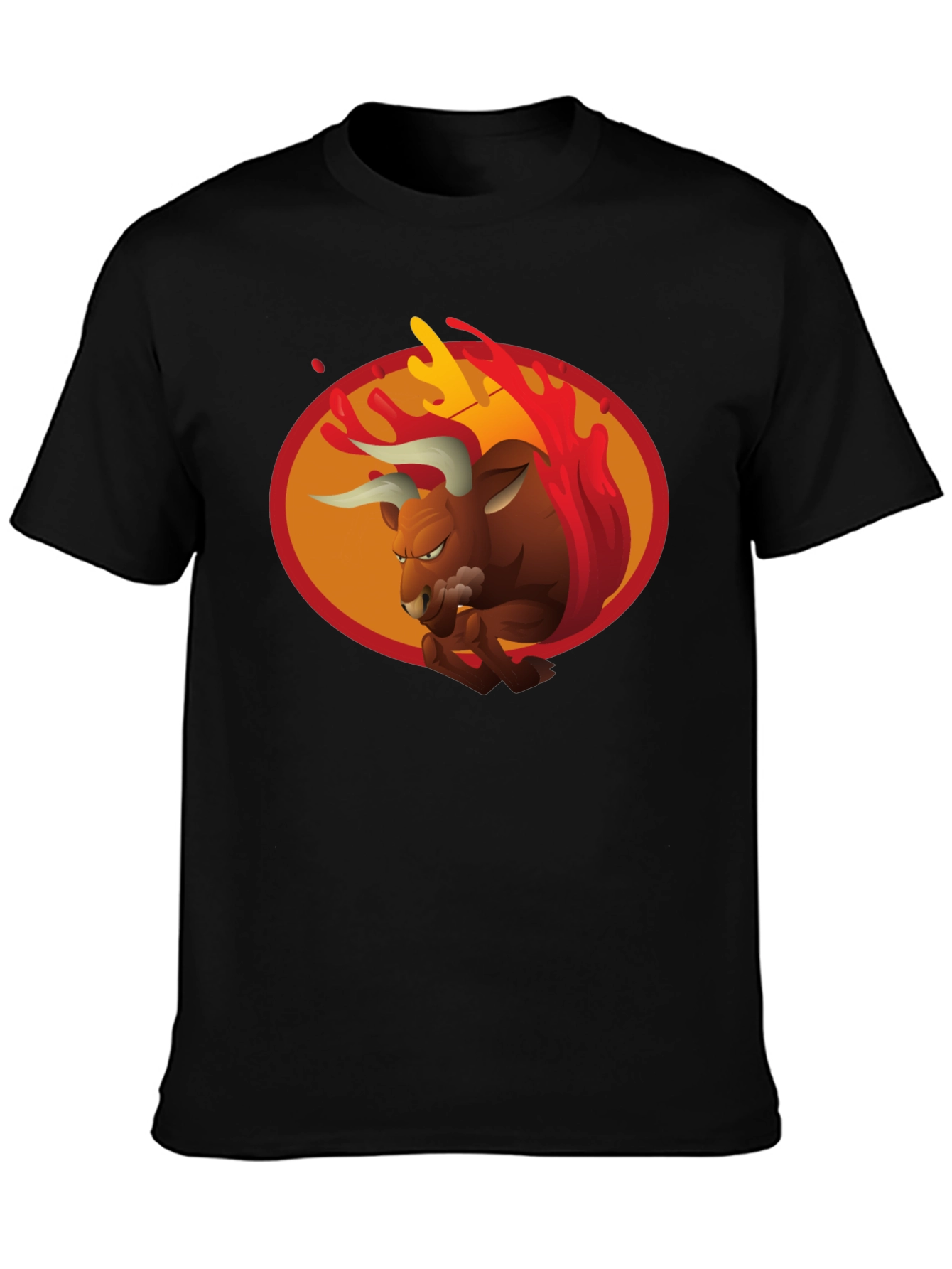Black Fiery Bull Graphic Tee - Bold Black T-Shirt view 3