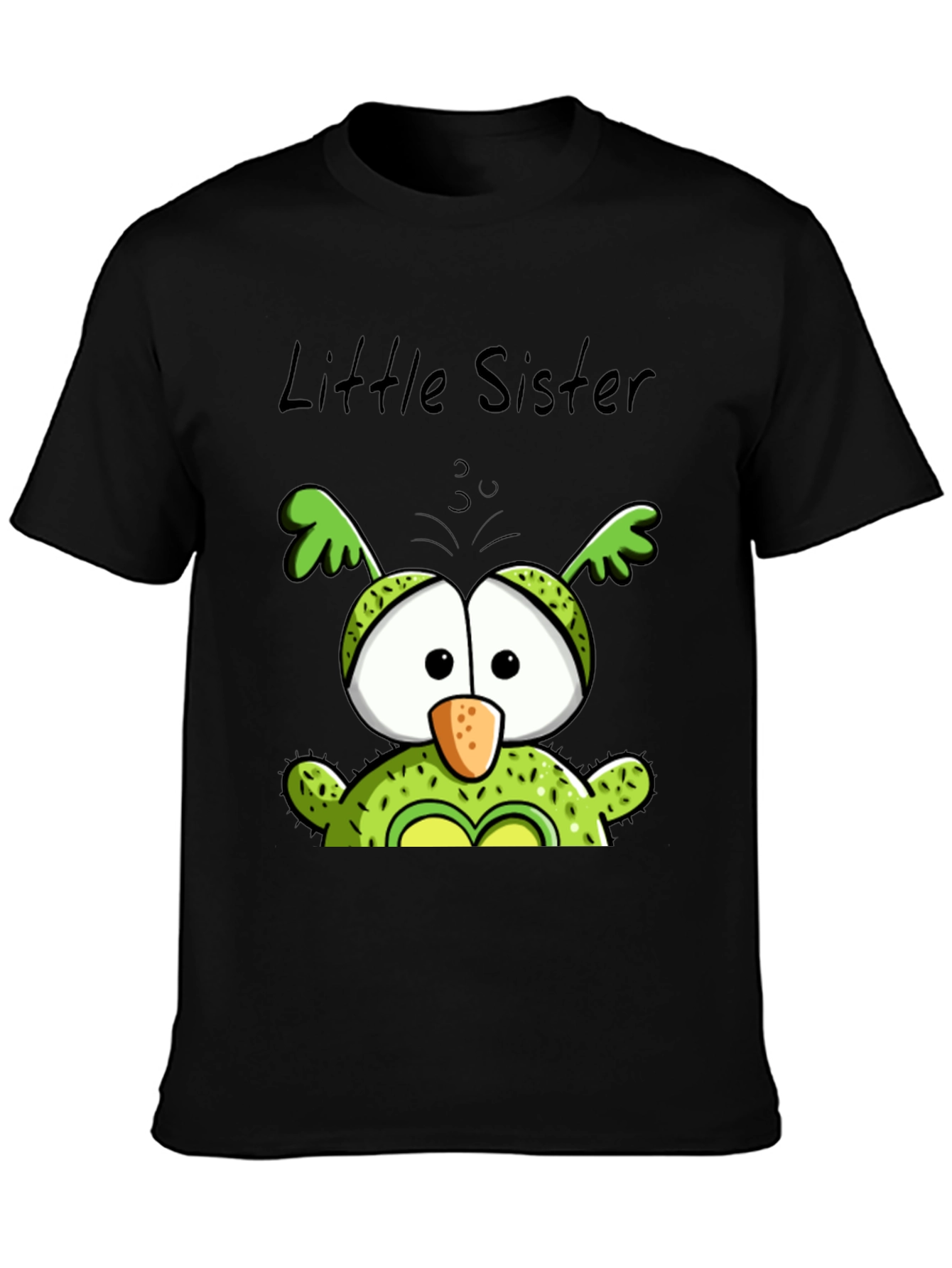 Black Little Sister Owl T-Shirt - Cute Family Tee view 3