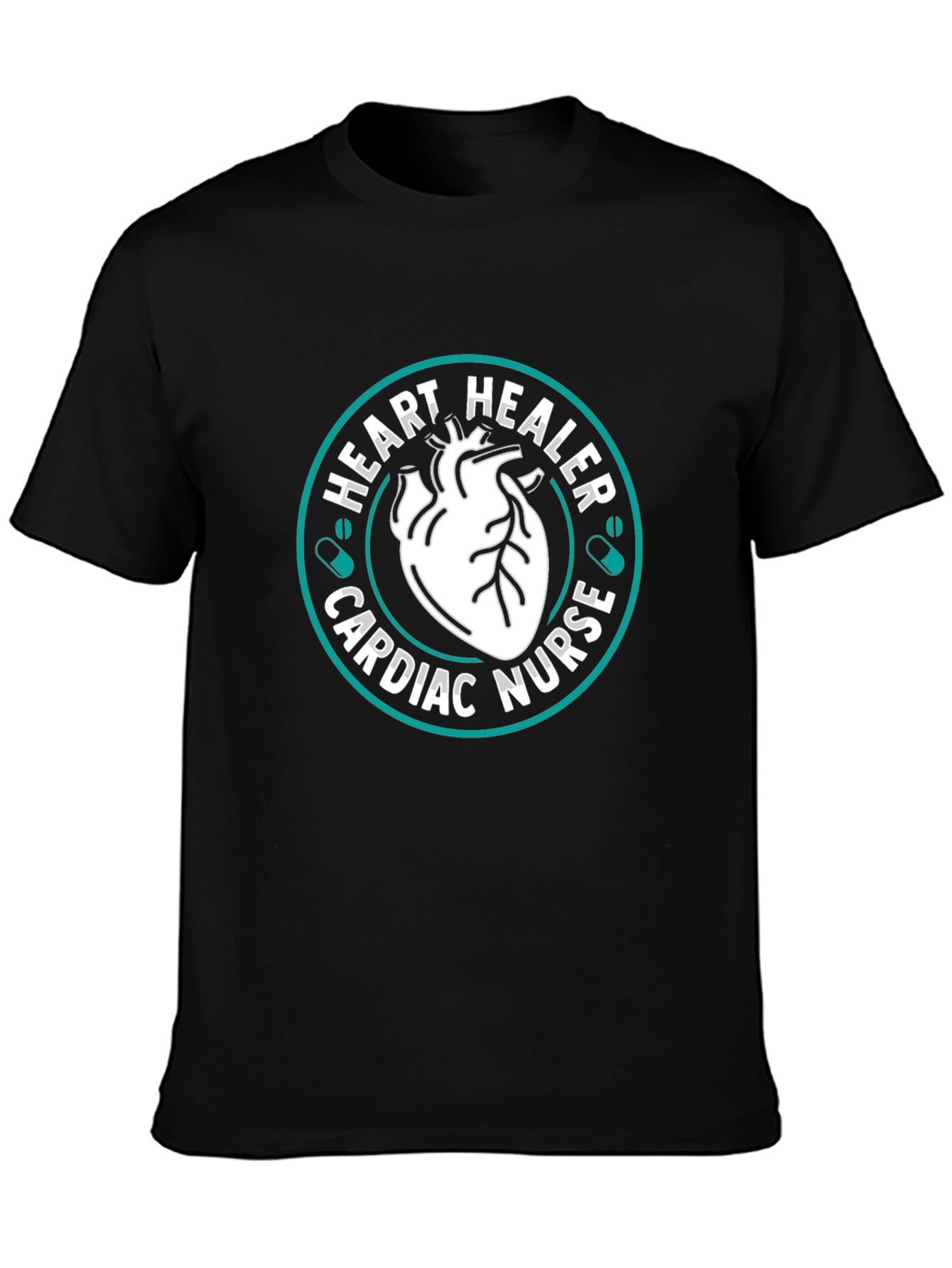 Black Heart Healer Cardiac Nurse T-Shirt view 3