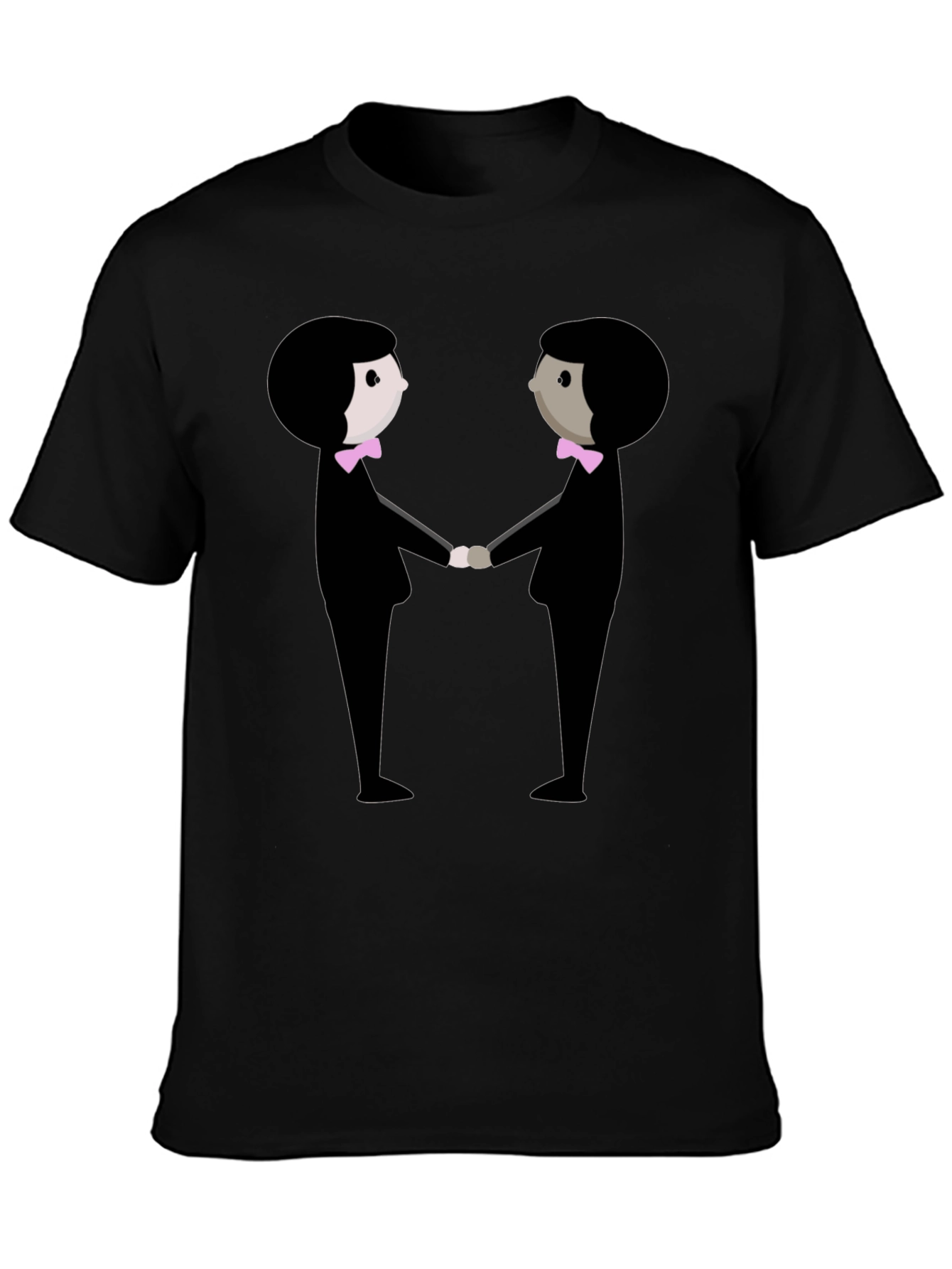 Black Graphic Tee: Two Figures Holding Hands view 3