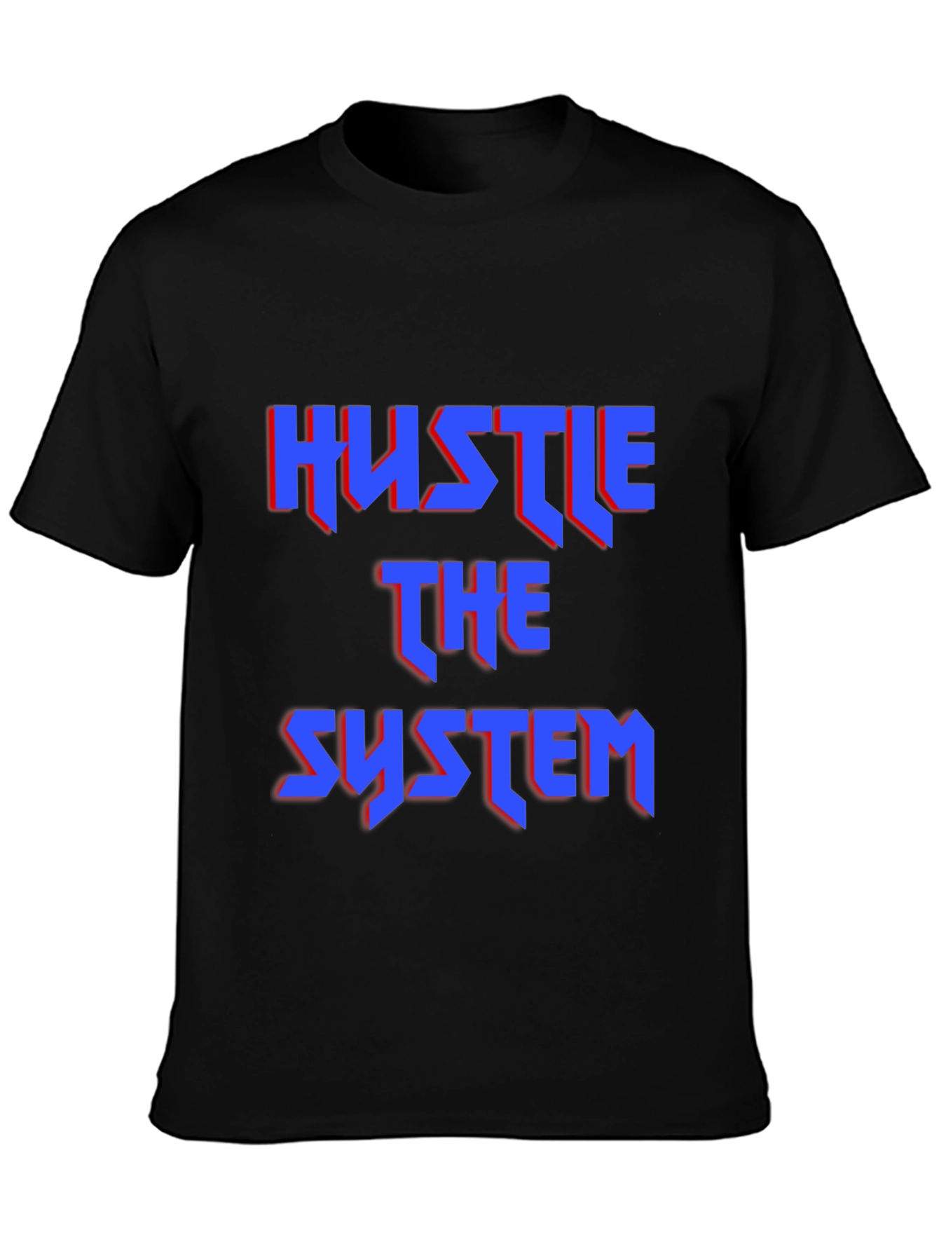 Black Hustle the System Graphic Tee - Bold Statement Shirt view 3